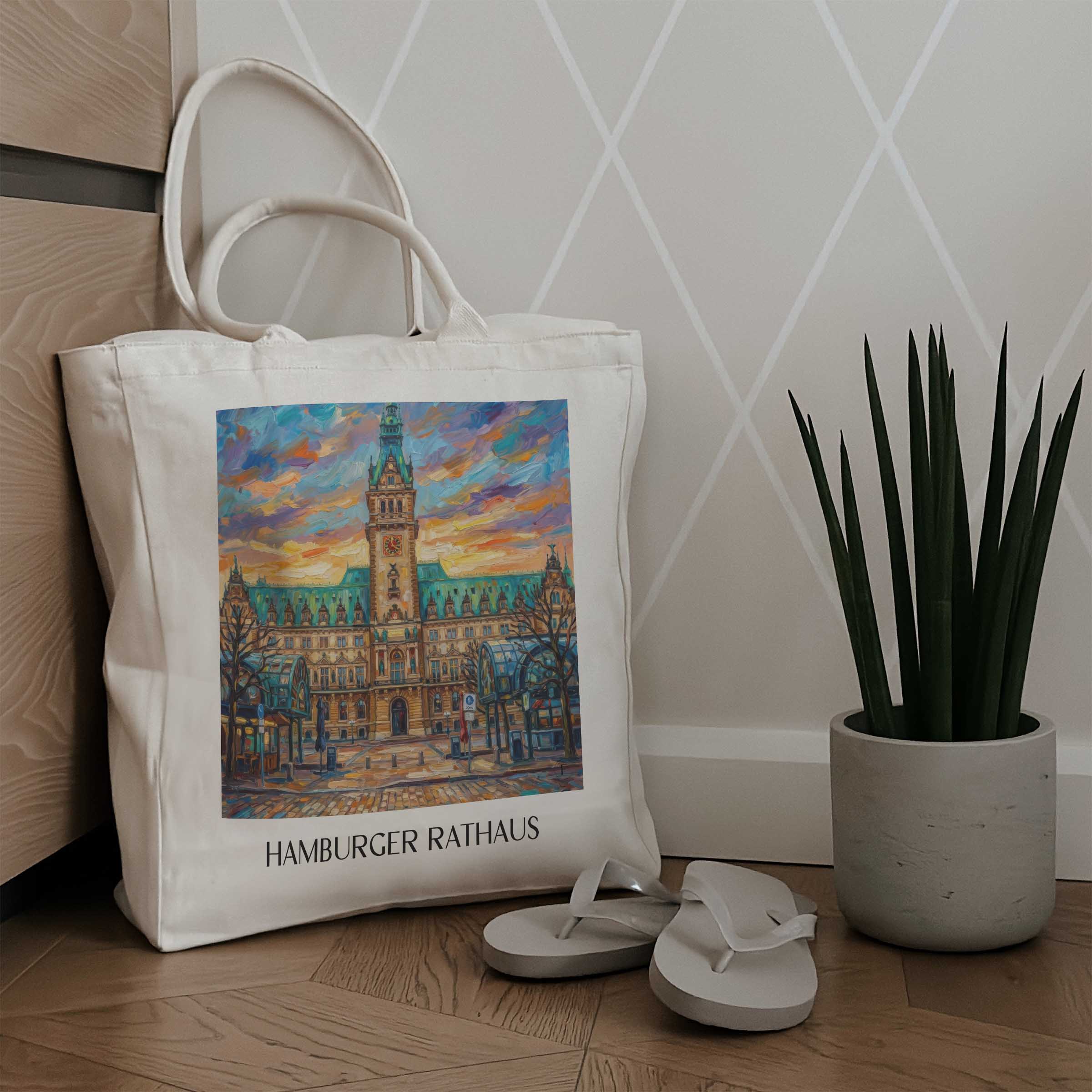 rathaus-hamburg-deutschland-einkaufstasche-oil-painting-oelgemaelde