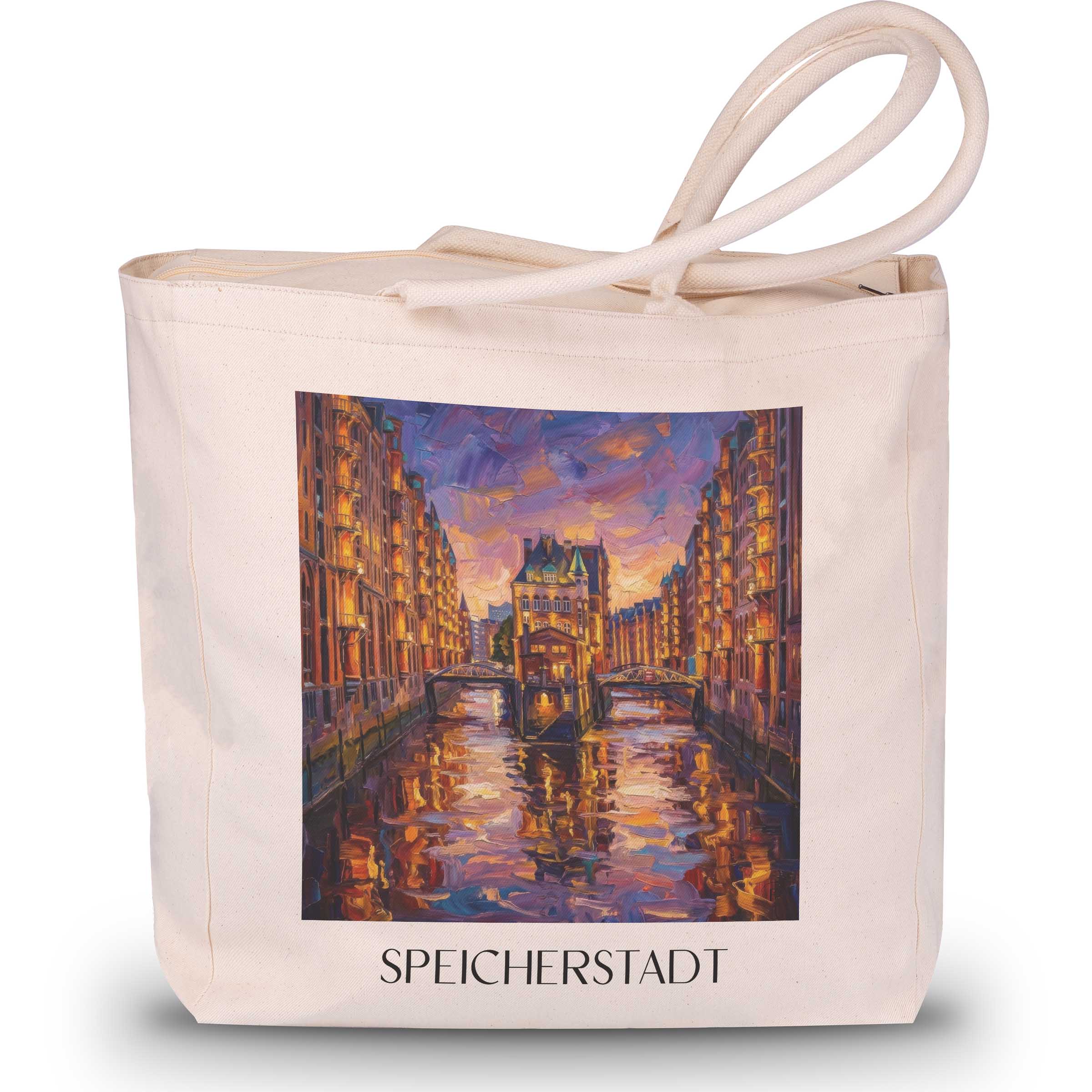 Speicherstadt Shopping Tasche - Hamburg - Deutschland Tote Bag - Einkaufstasche im ĂlgemĂ€lde Stil
