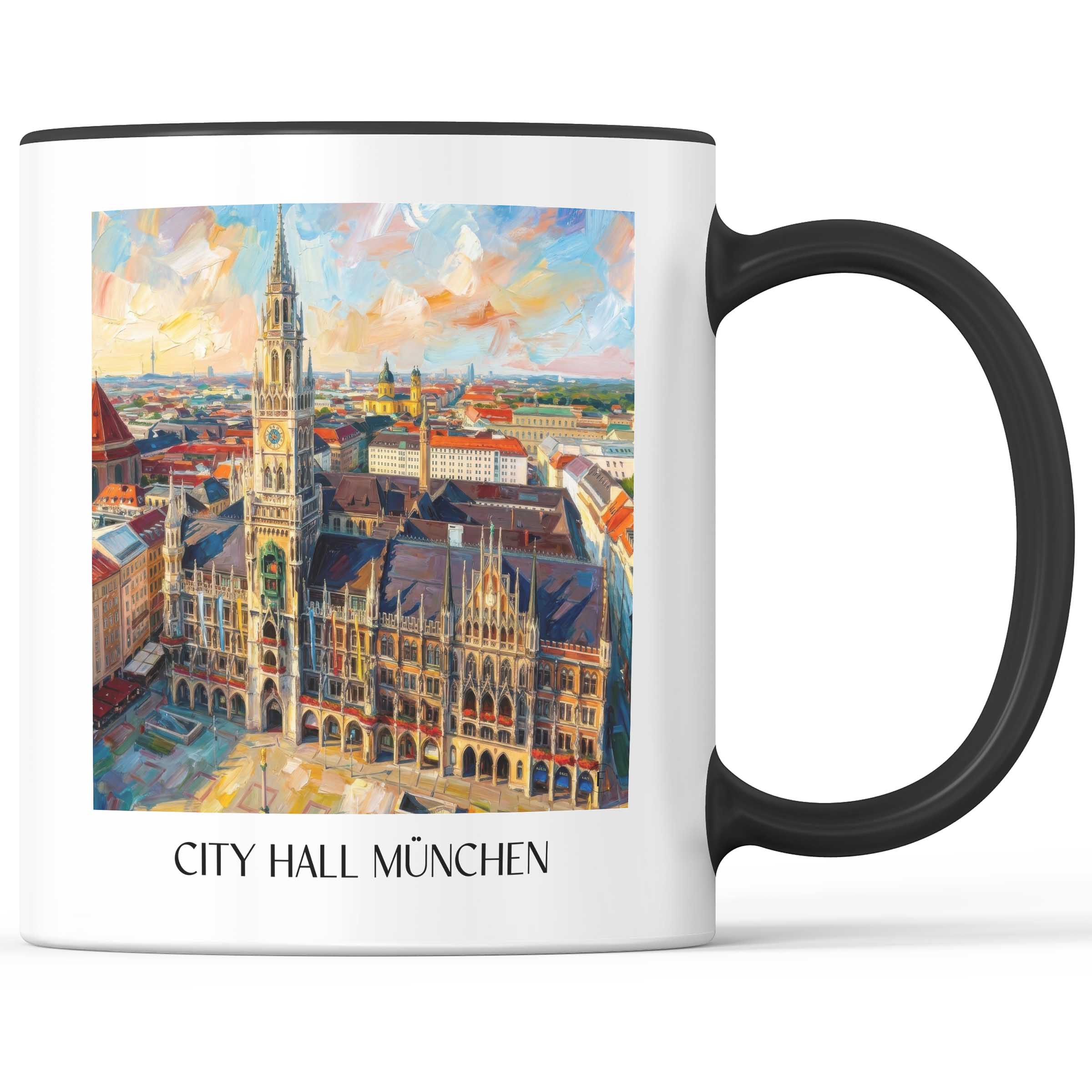 Rathaus Kaffeebecher - München - Deutschland Becher - Kaffeetasse im Ölgemälde Stil