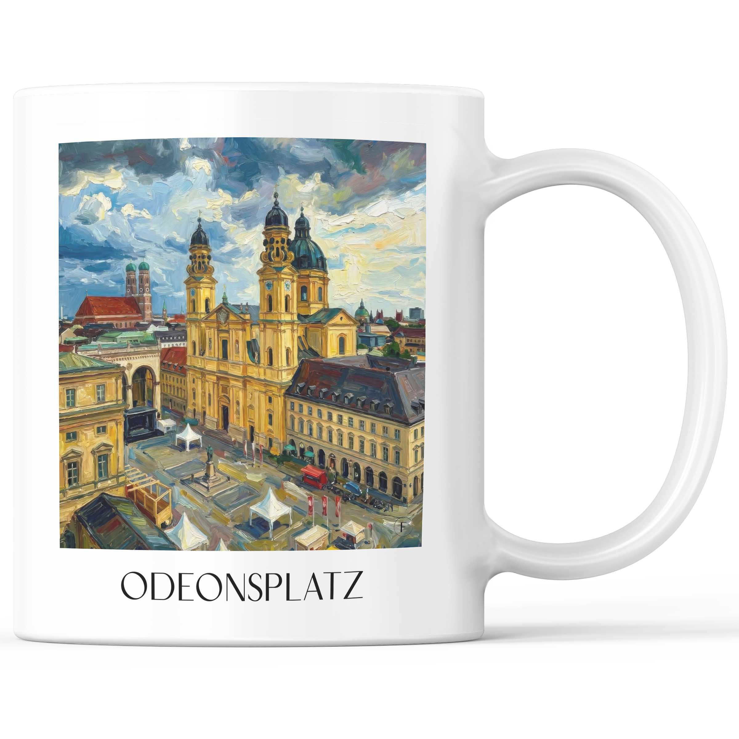 Odeonsplatz Kaffeebecher - München - Deutschland Becher - Kaffeetasse im Ölgemälde Stil