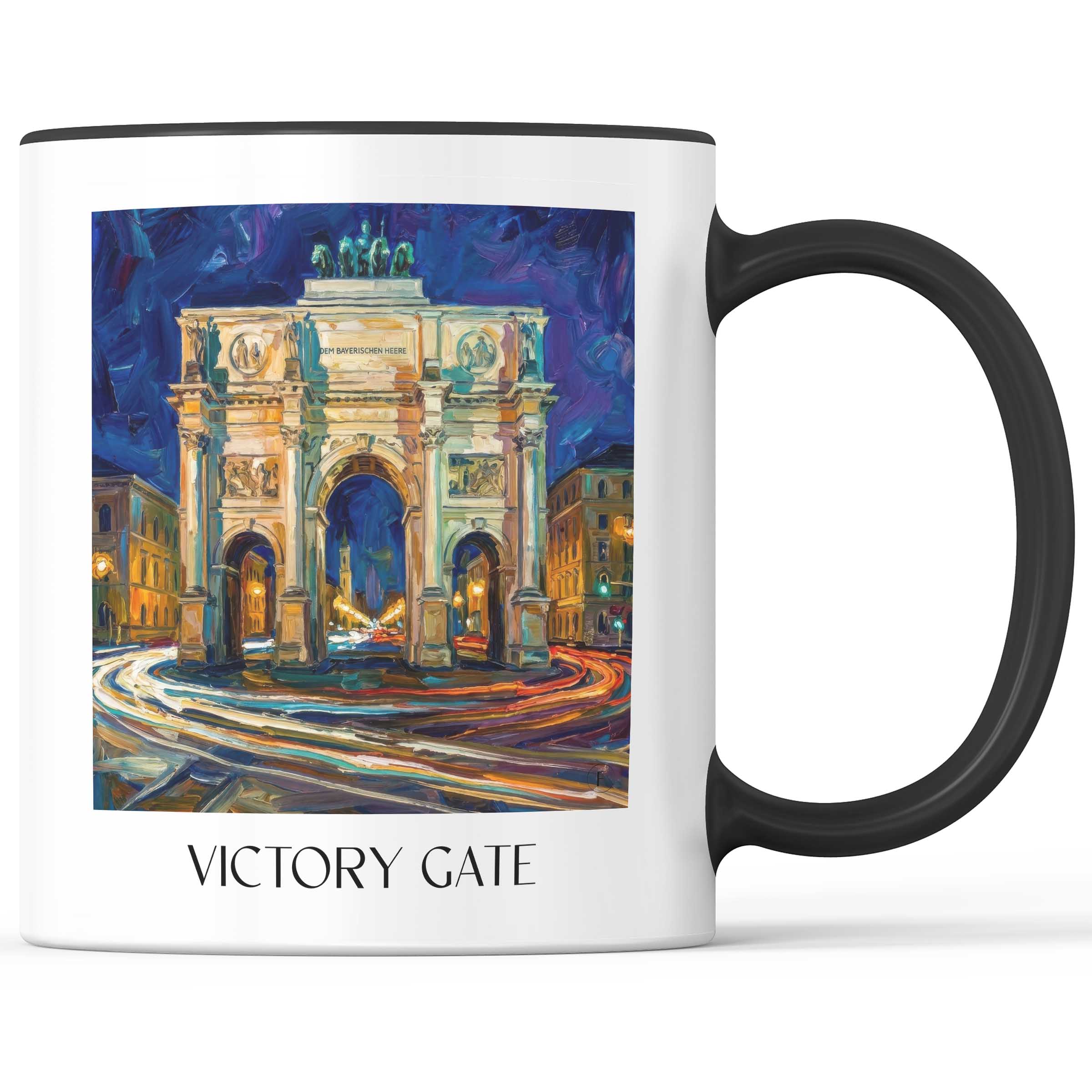 Siegestor Kaffeebecher - München - Deutschland Becher - Kaffeetasse im Ölgemälde Stil
