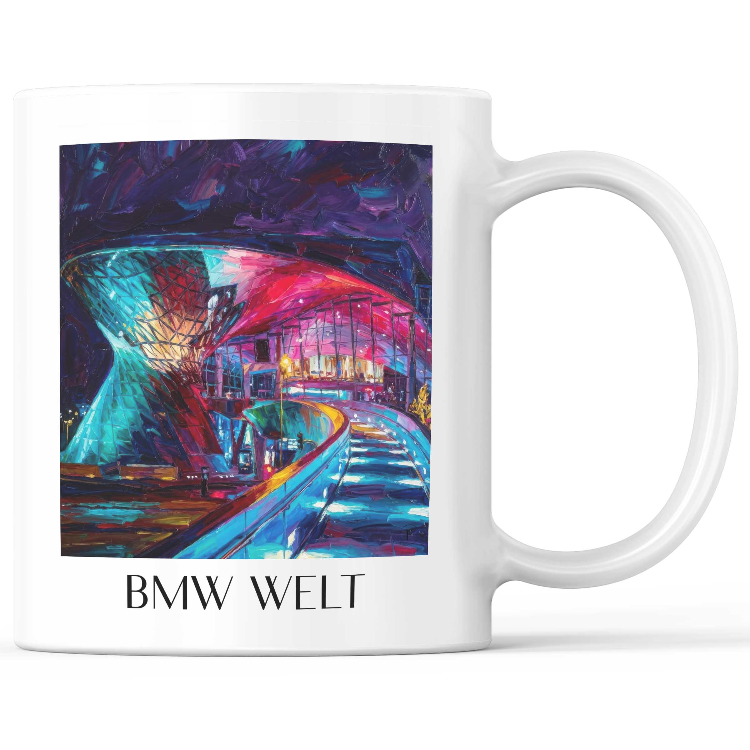 BMW Welt Kaffeebecher - München - Deutschland Becher - Kaffeetasse im Ölgemälde Stil