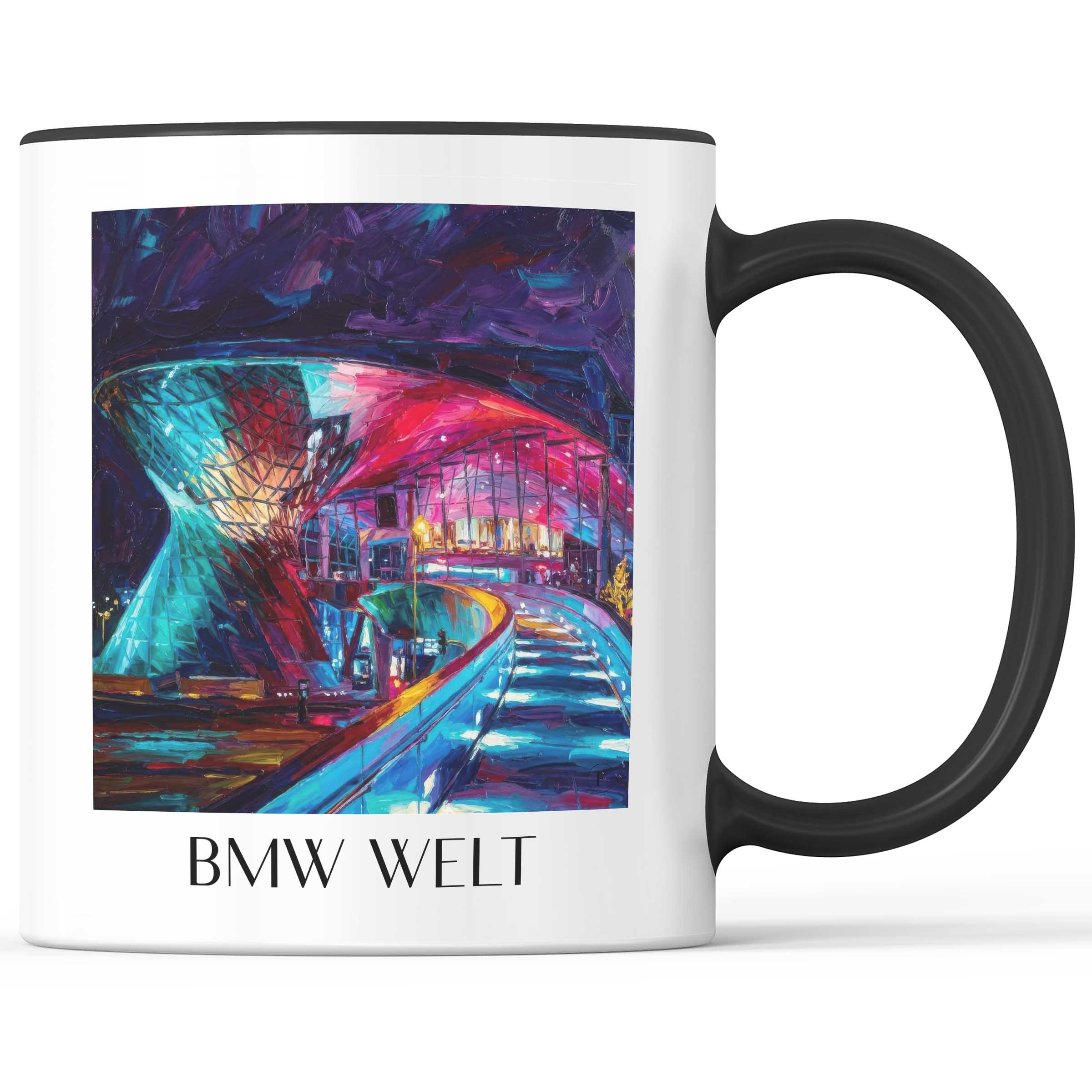 BMW Welt Kaffeebecher - München - Deutschland Becher - Kaffeetasse im Ölgemälde Stil