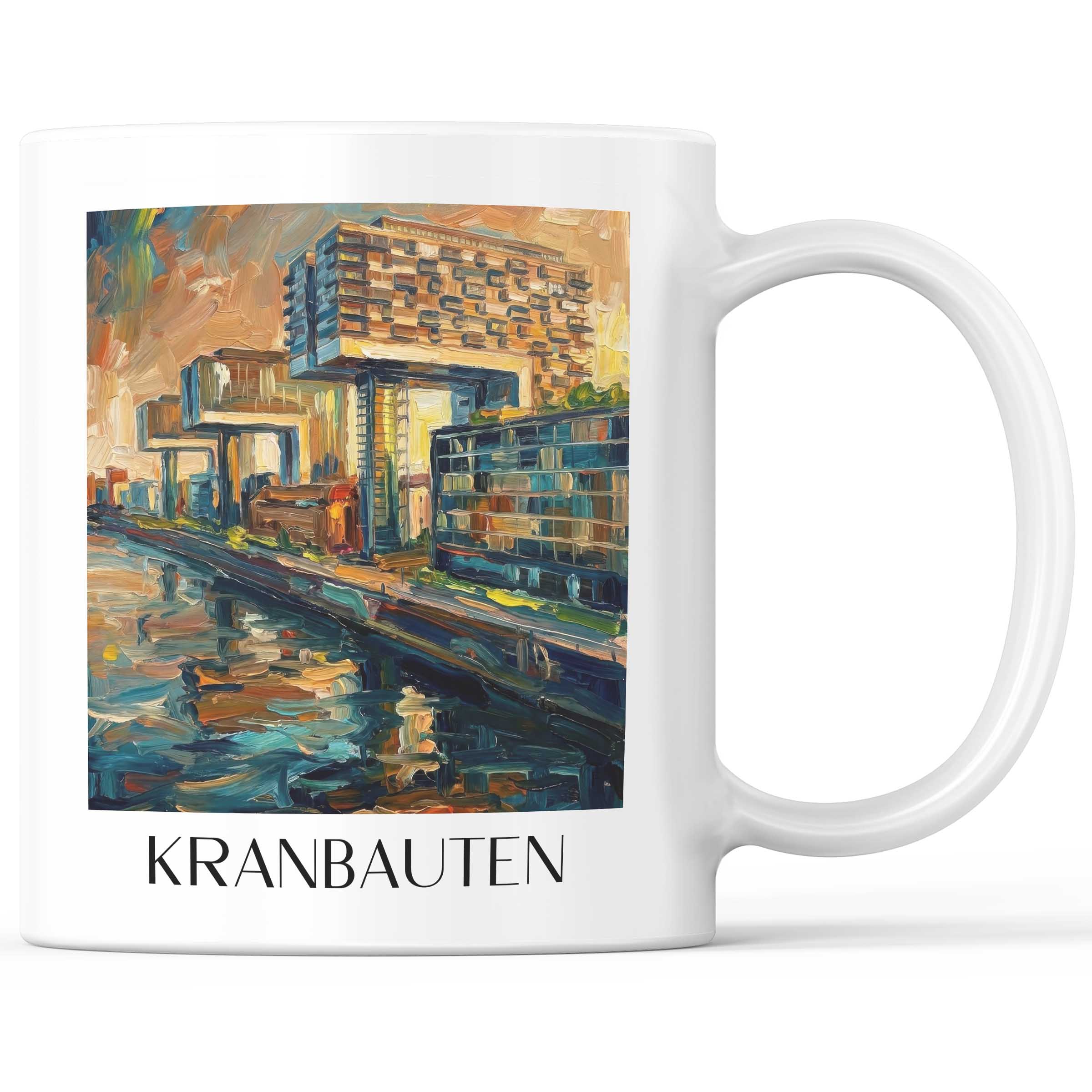 Kranbauten Kaffeebecher - Köln - Deutschland Becher - Kaffeetasse im Ölgemälde Stil