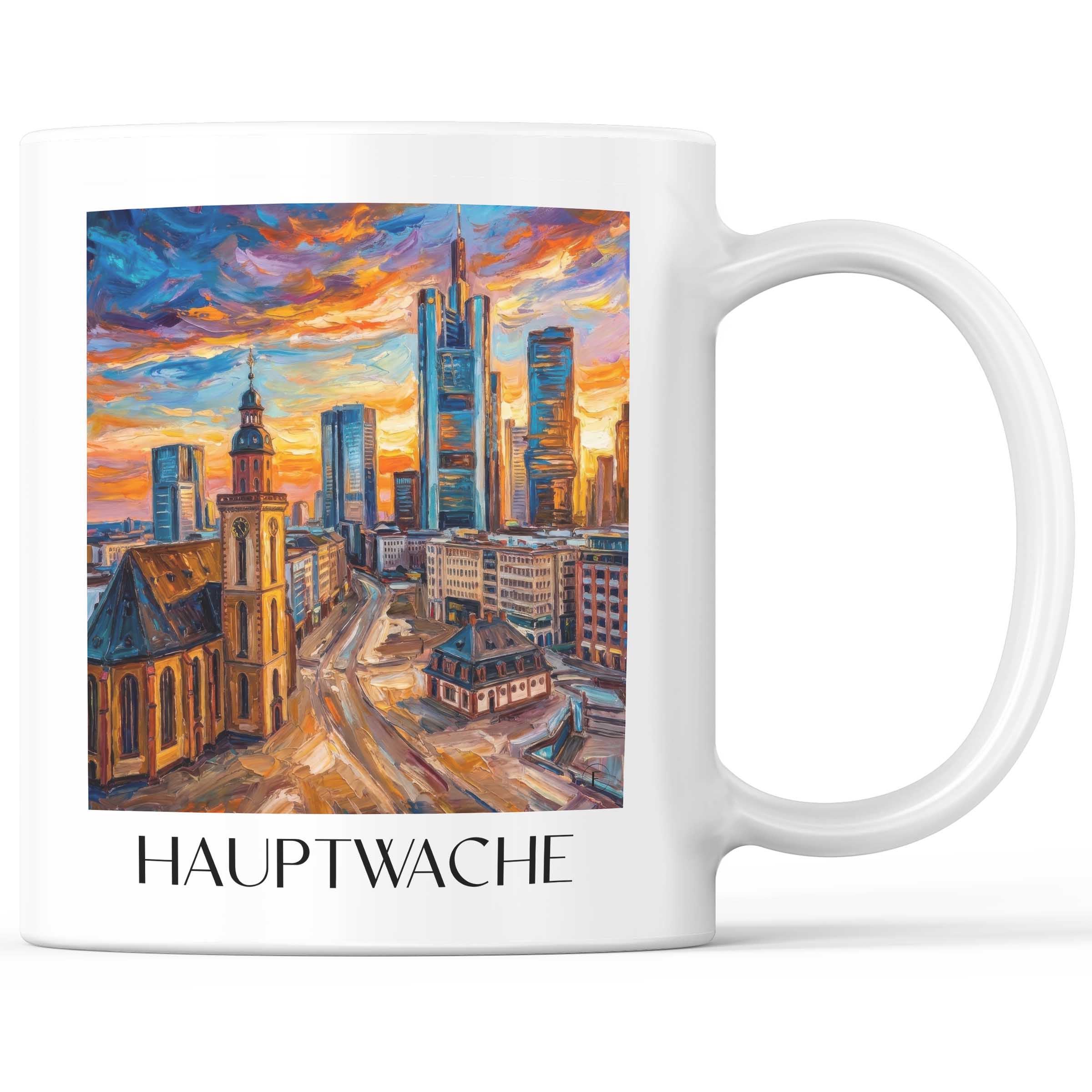 Hauptwache Kaffeebecher - Frankfurt - Deutschland Becher - Kaffeetasse im Ölgemälde Stil