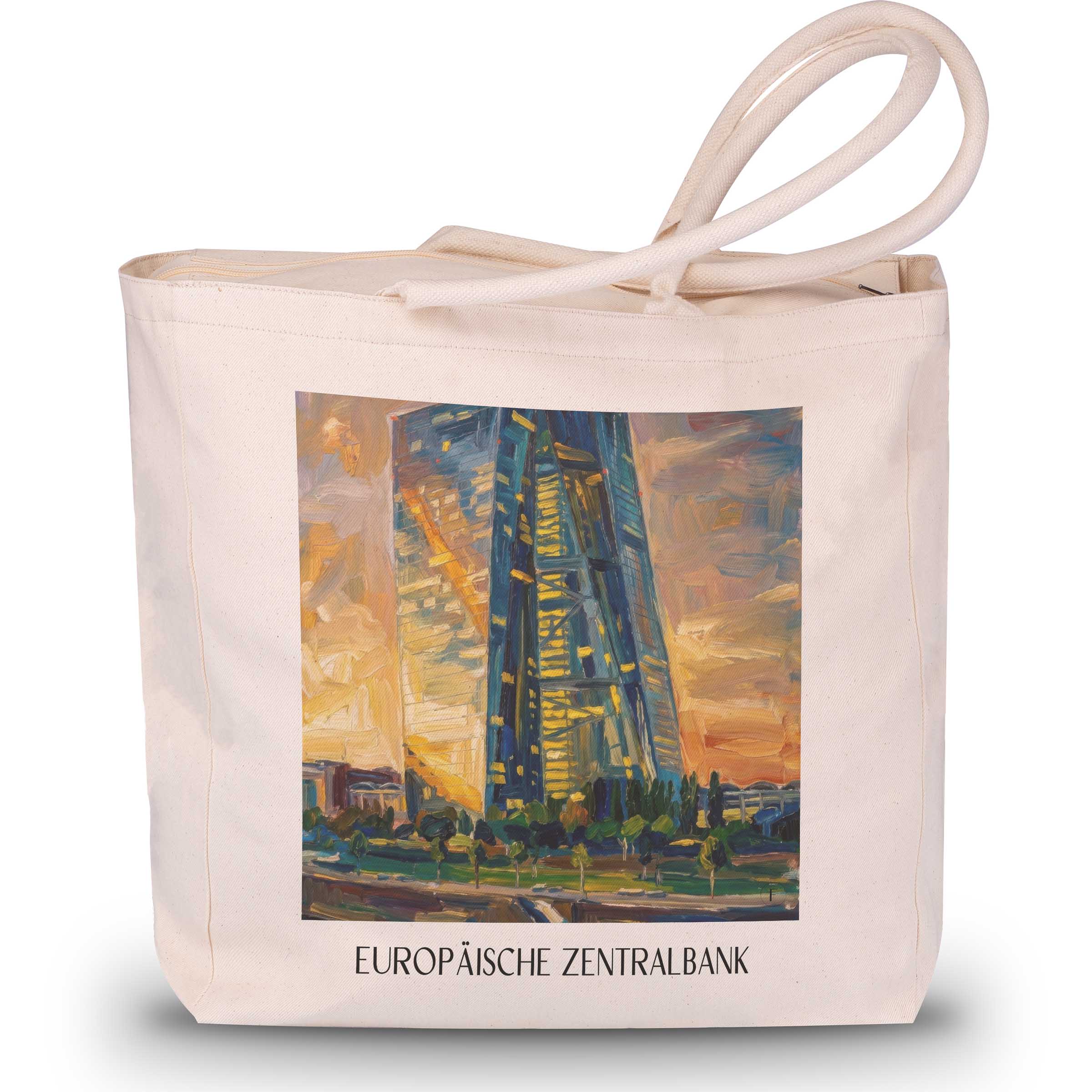 europäische-zentralbank-frankfurt-deutschland-einkaufstasche-oil-painting-oelgemaelde
