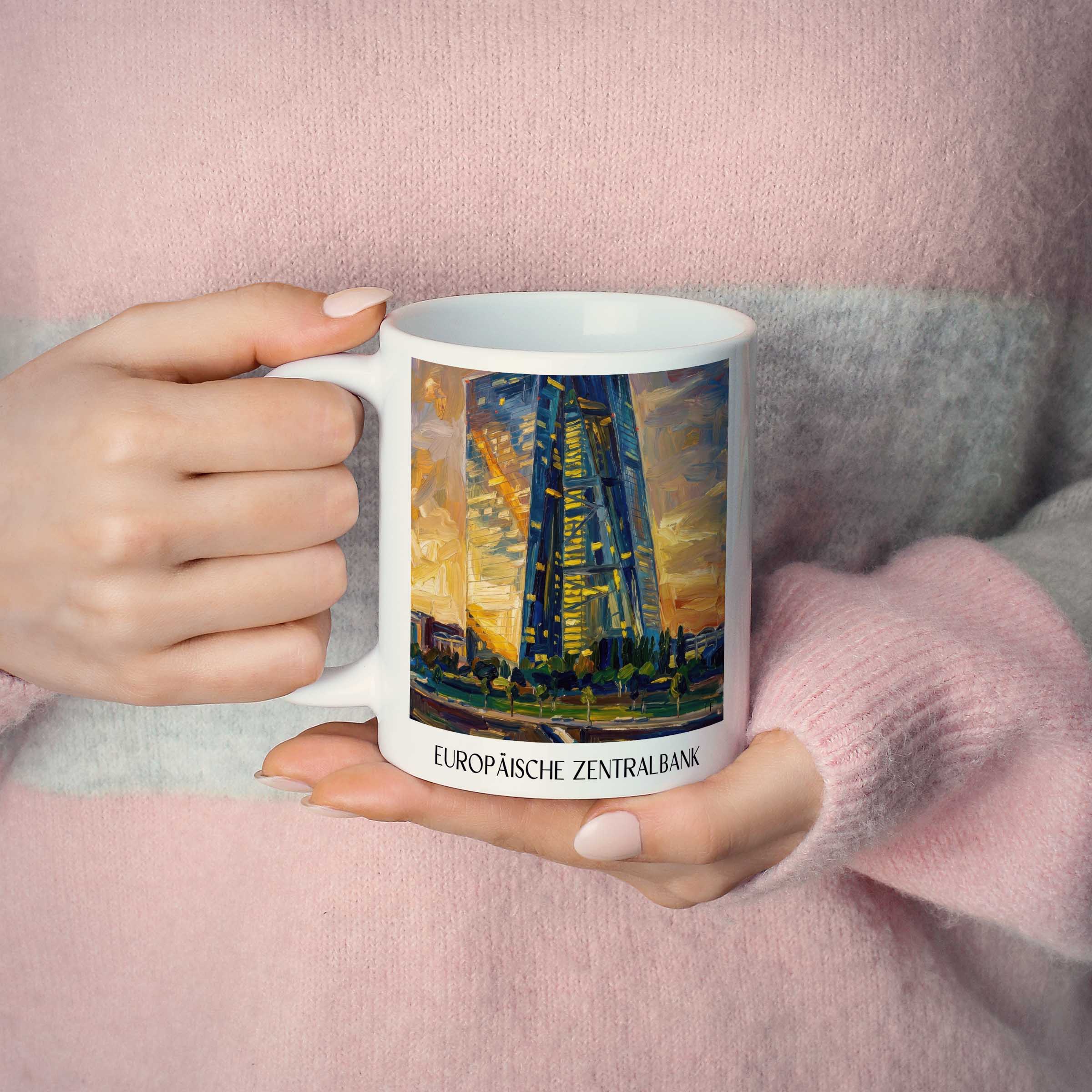 europäische-zentralbank-frankfurt-deutschland-kaffeebecher-oil-painting-oelgemaelde