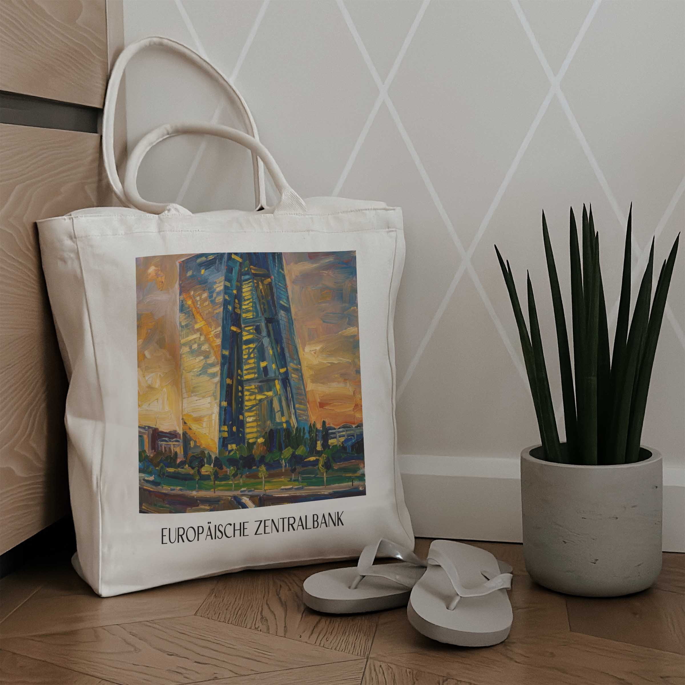 europäische-zentralbank-frankfurt-deutschland-einkaufstasche-oil-painting-oelgemaelde