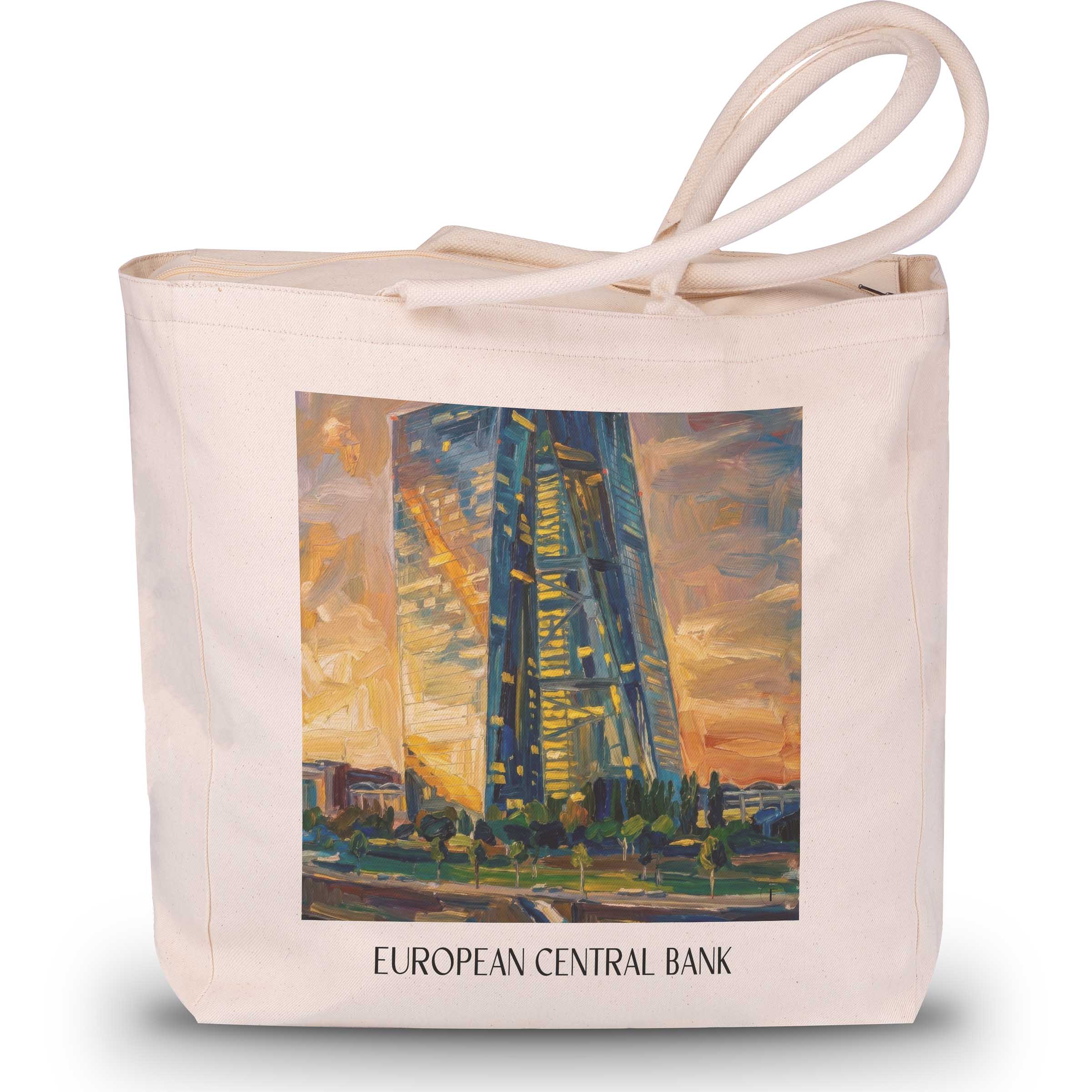 Europäische Zentralbank Shopping Tasche - Frankfurt - Deutschland Tote Bag - Einkaufstasche im Ölgemälde Stil