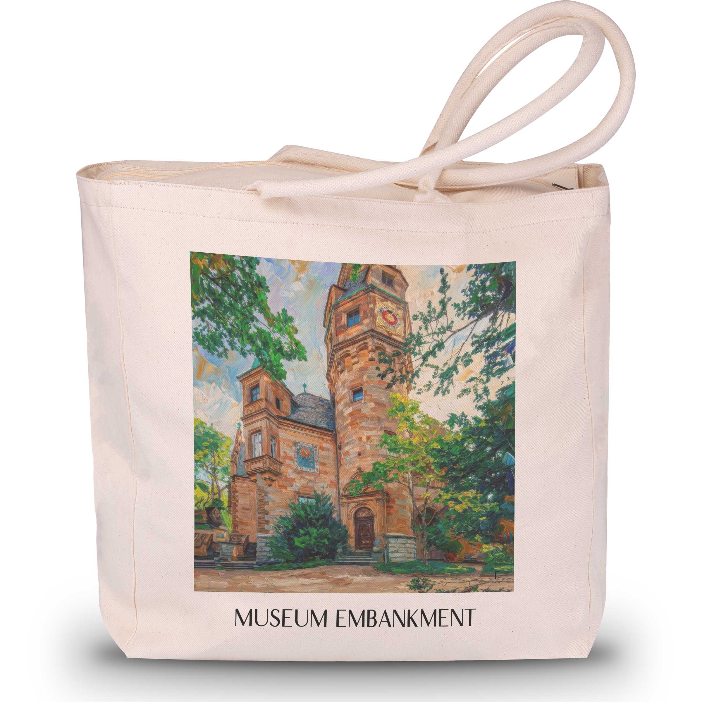 Museumsufer Shopping Tasche - Frankfurt - Deutschland Tote Bag - Einkaufstasche im Ölgemälde Stil