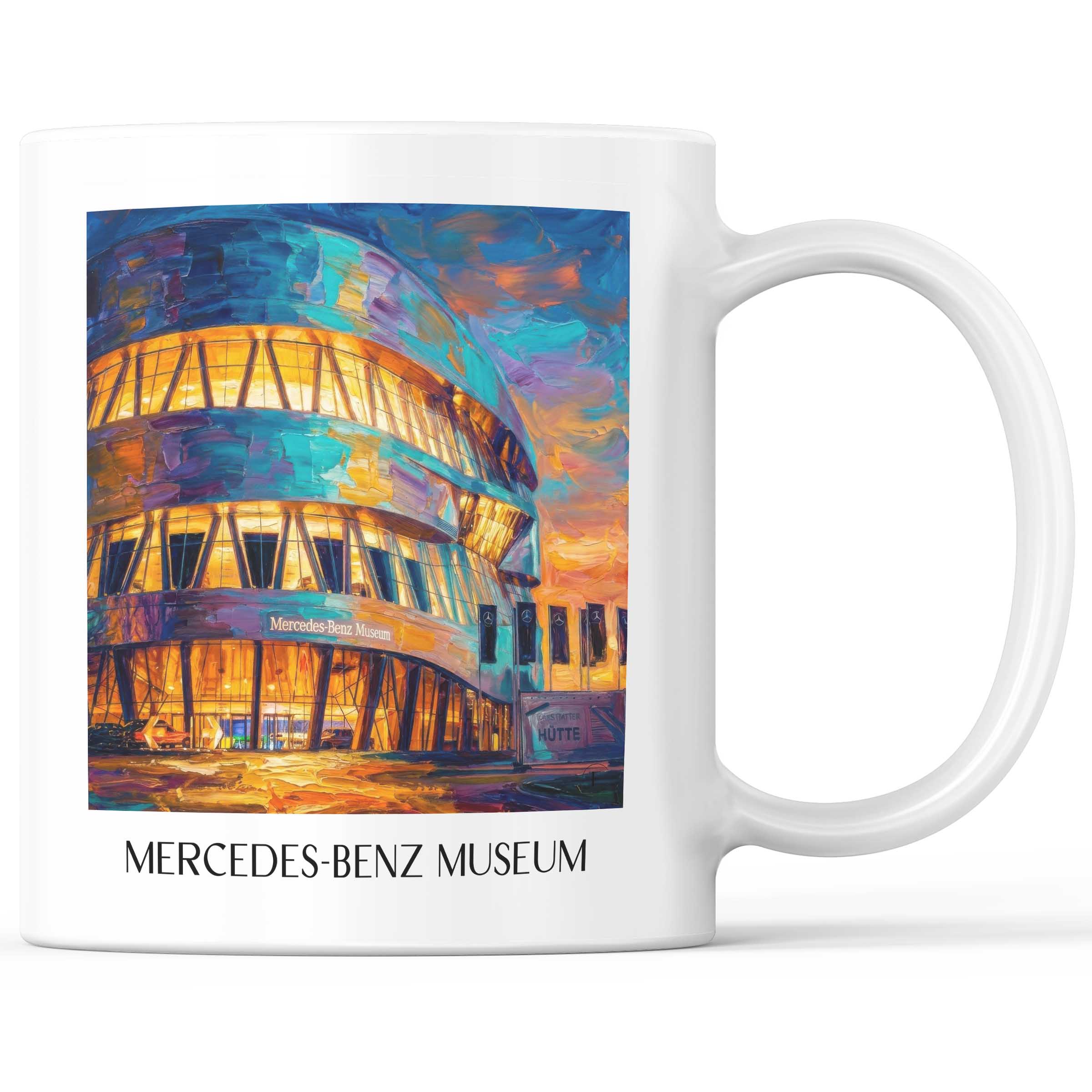 Mercedes-Benz Museum Kaffeebecher - Stuttgart - Deutschland Becher - Kaffeetasse im Ölgemälde Stil