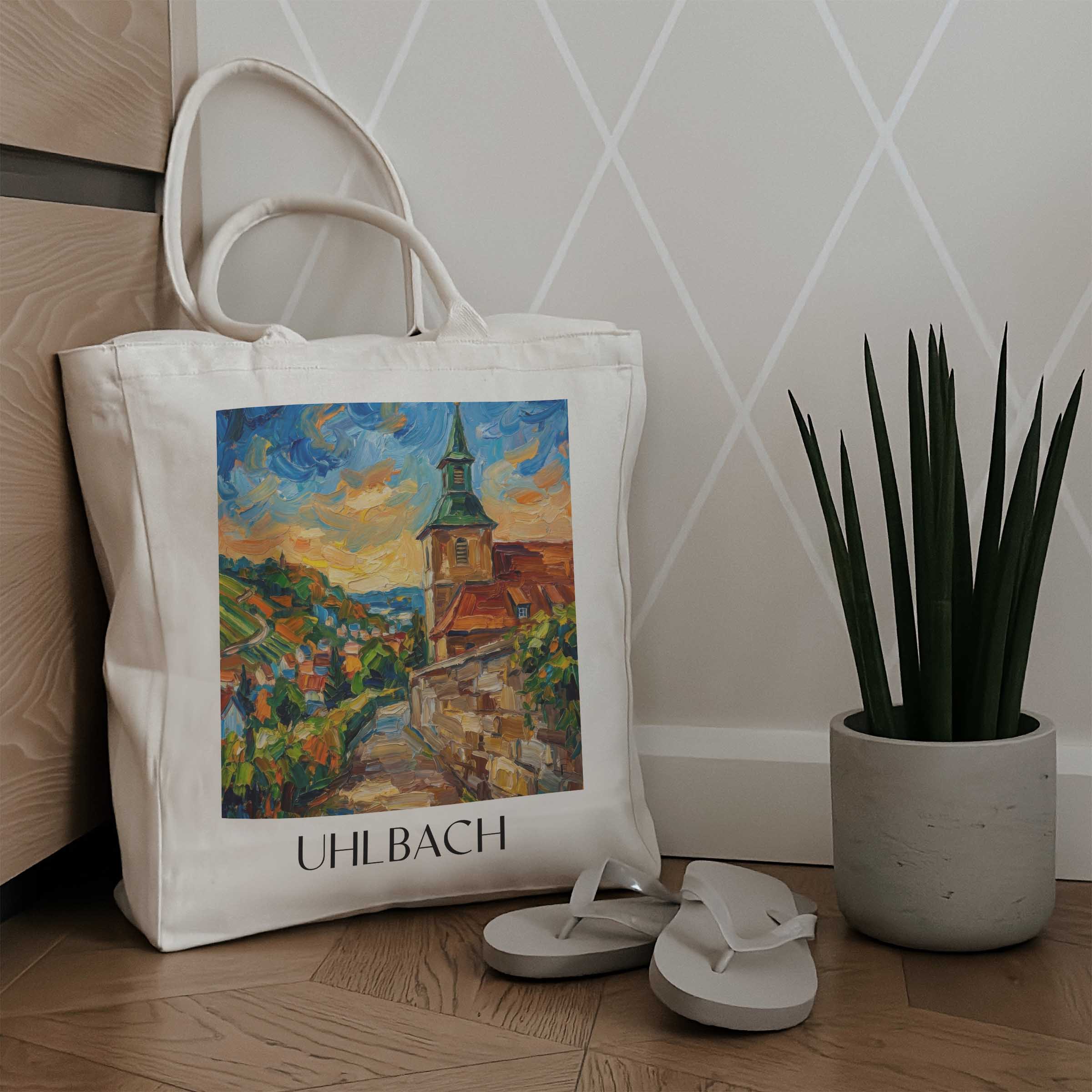 uhlbach-stuttgart-deutschland-einkaufstasche-oil-painting-oelgemaelde