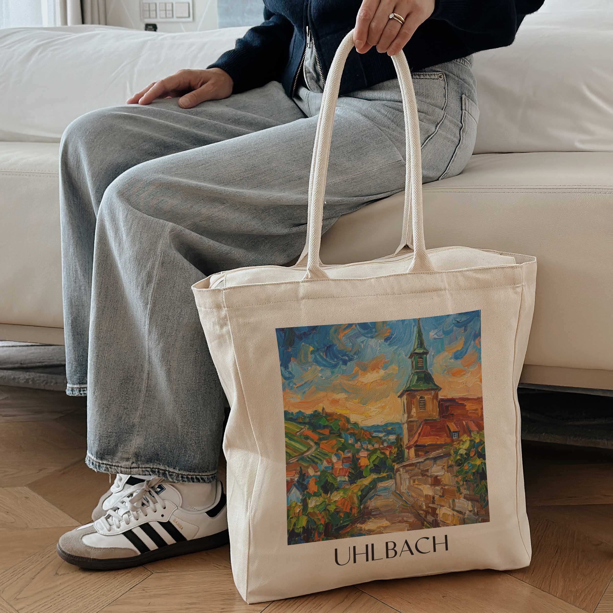 uhlbach-stuttgart-deutschland-einkaufstasche-oil-painting-oelgemaelde
