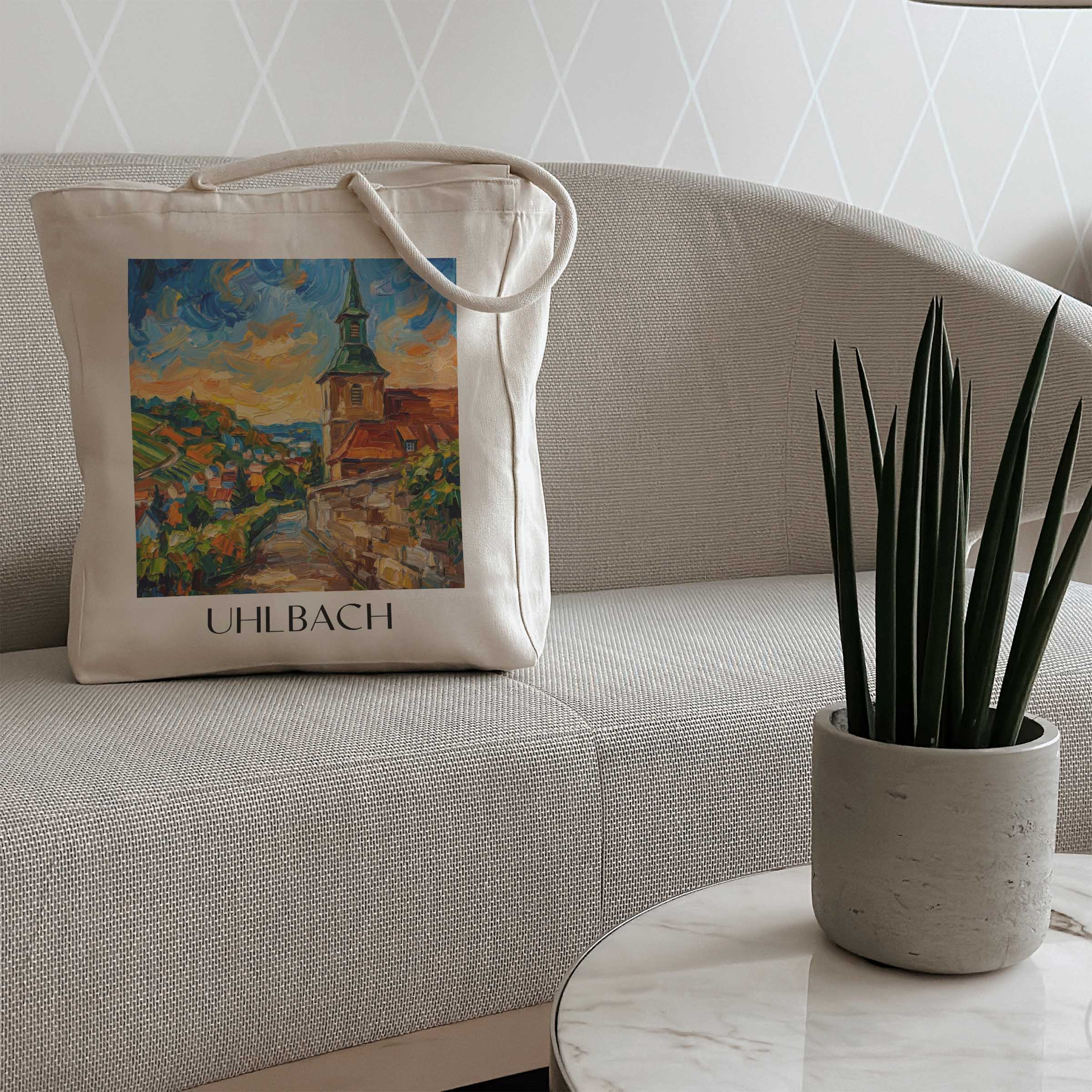 uhlbach-stuttgart-deutschland-einkaufstasche-oil-painting-oelgemaelde