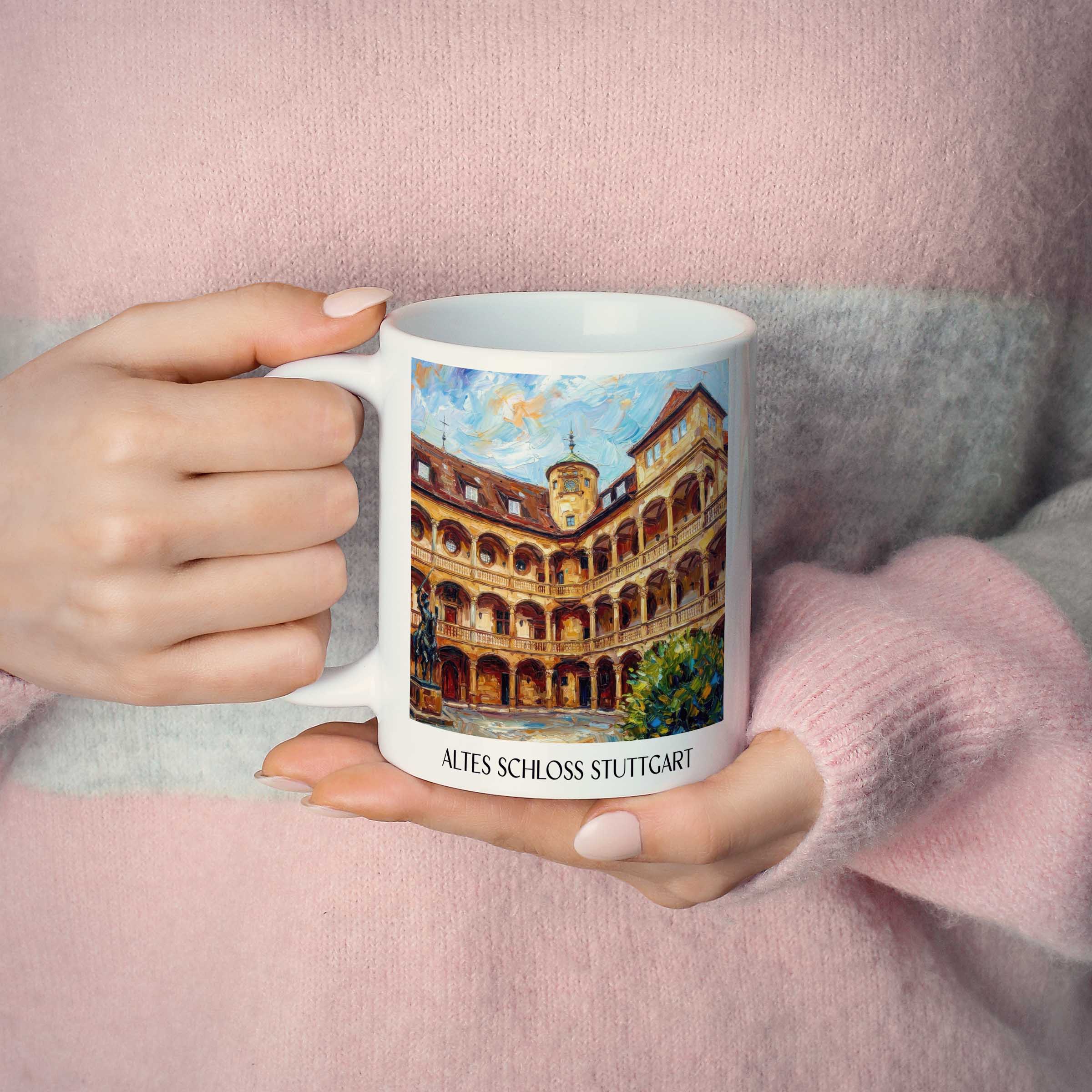 altes-schloss-stuttgart-deutschland-kaffeebecher-oil-painting-oelgemaelde