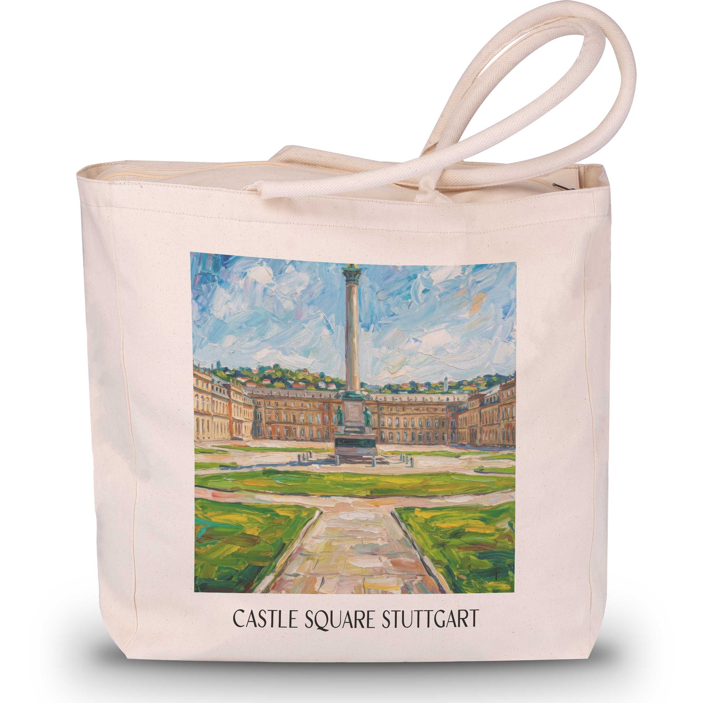 Schlossplatz Shopping Tasche - Stuttgart - Deutschland Tote Bag - Einkaufstasche im Ölgemälde Stil