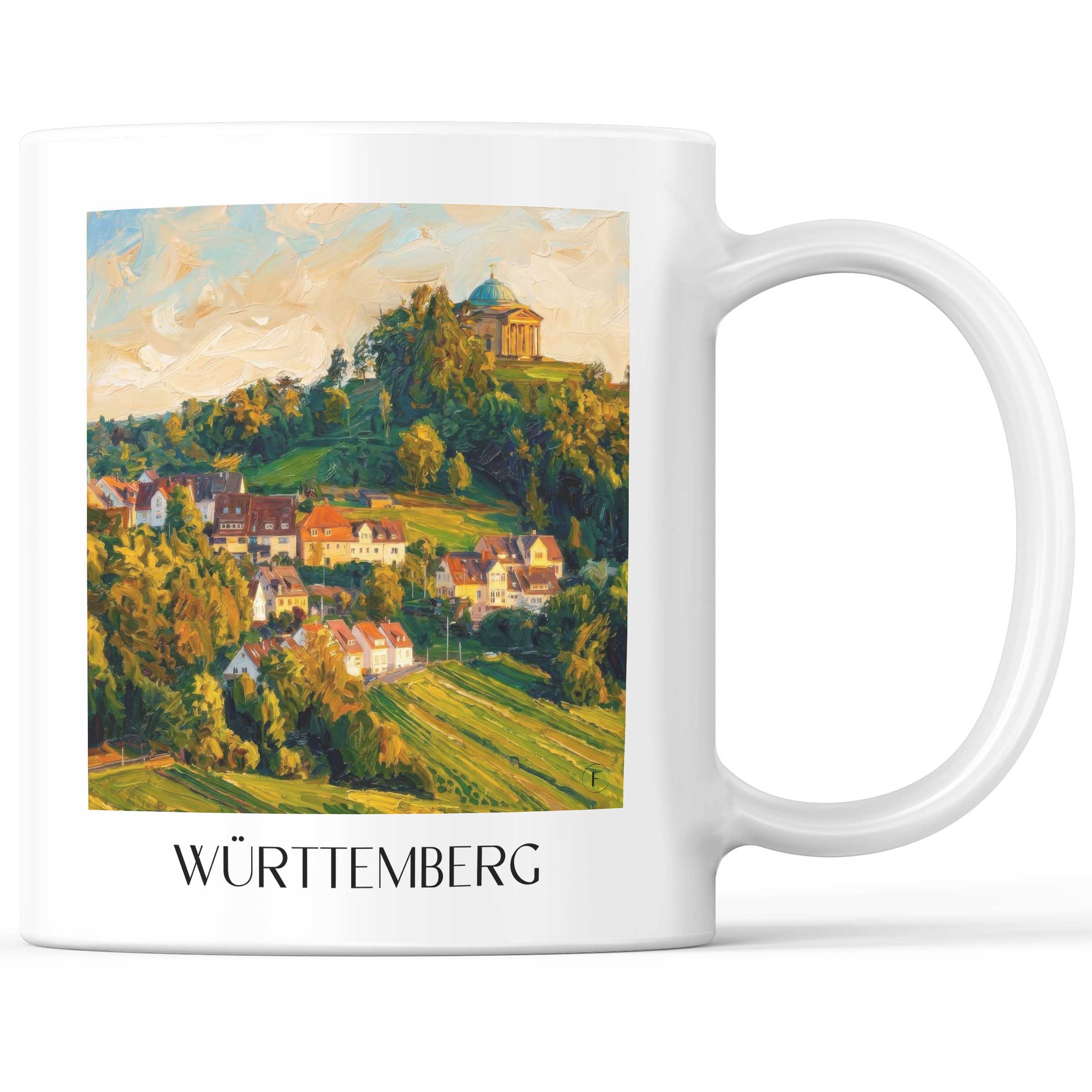 Württemberg Kaffeebecher - Stuttgart - Deutschland Becher - Kaffeetasse im Ölgemälde Stil