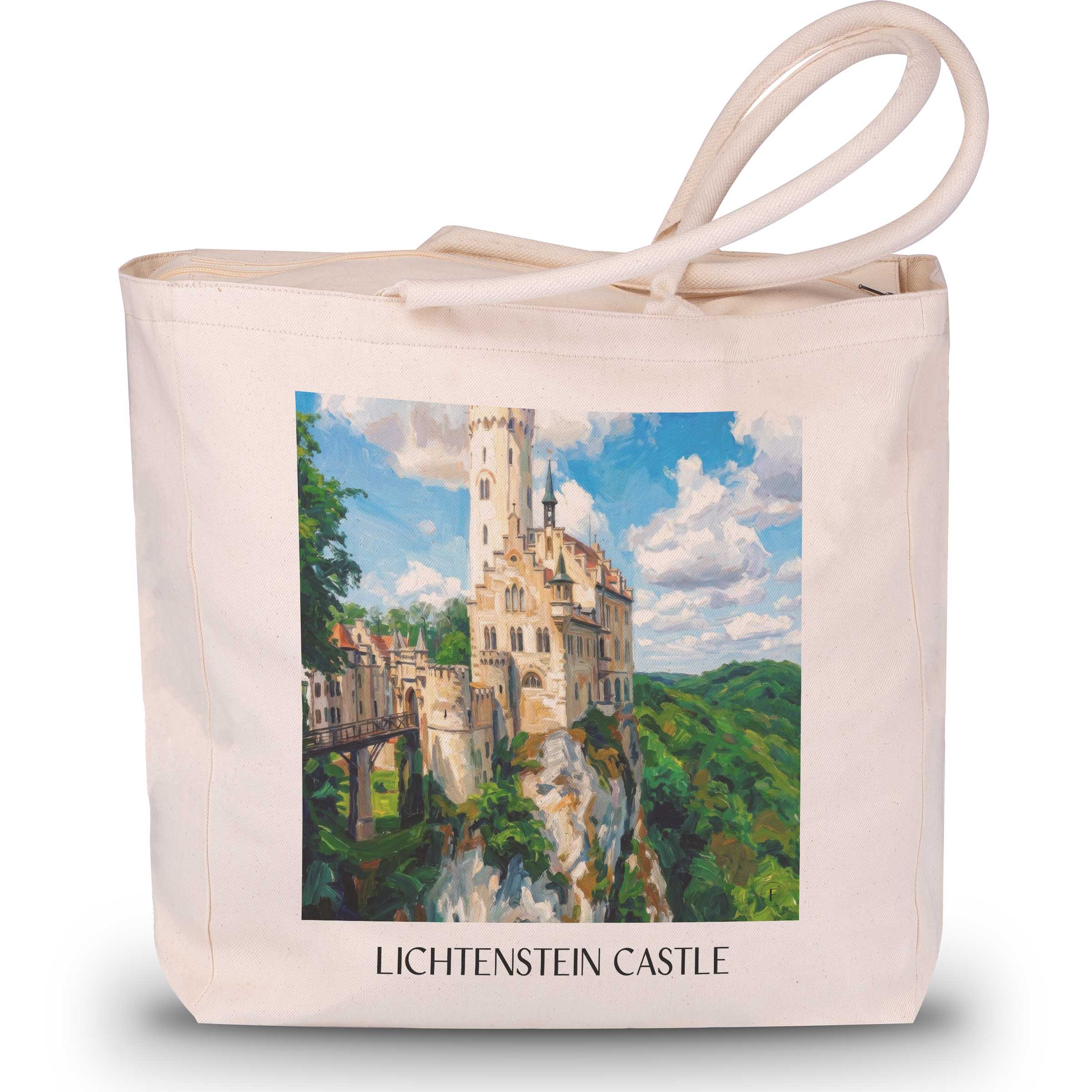 Schloss Lichtenstein Shopping Tasche - Reutlingen - Deutschland Tote Bag - Einkaufstasche im Ölgemälde Stil