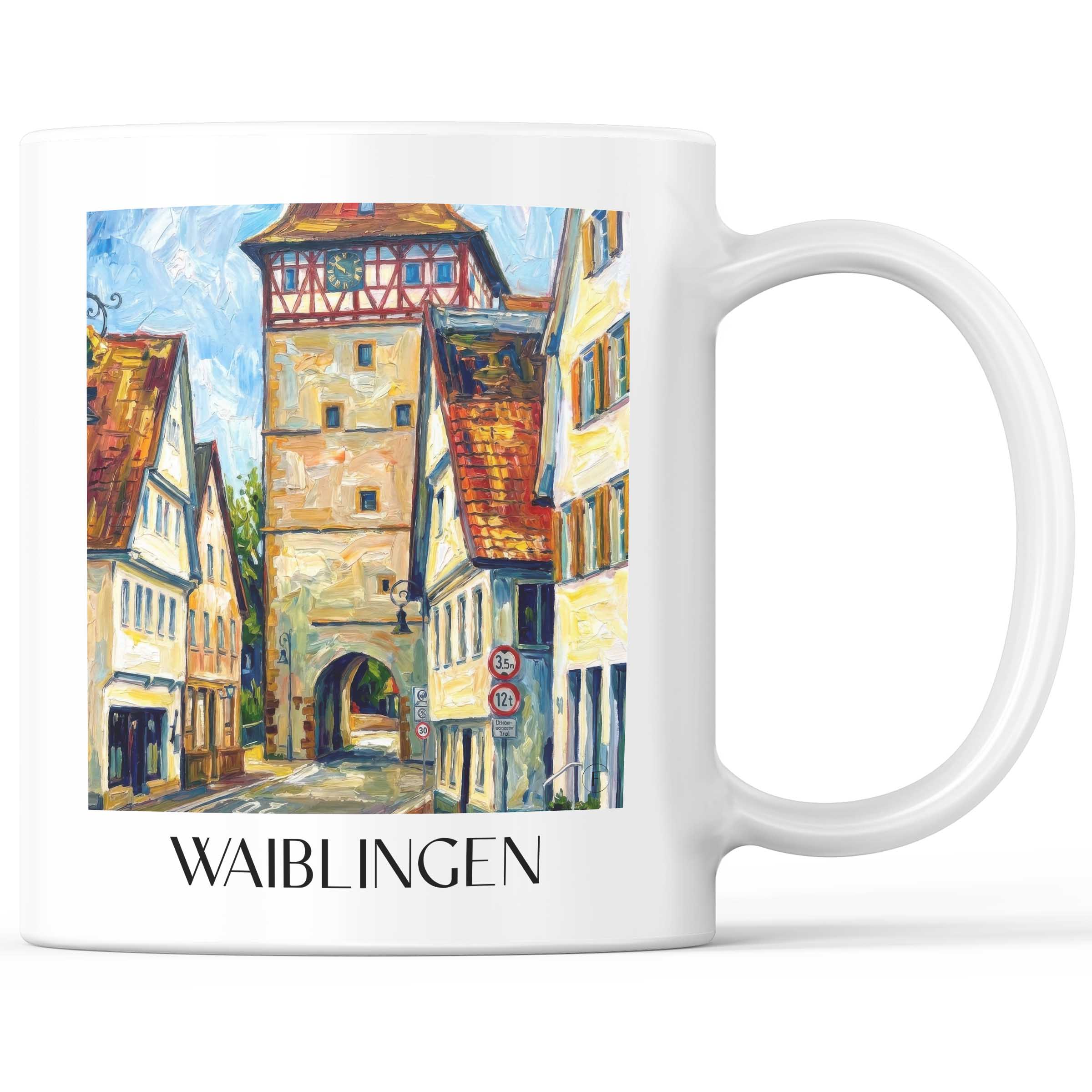 Waiblingen - Deutschland Becher - Kaffeetasse im Ölgemälde Stil