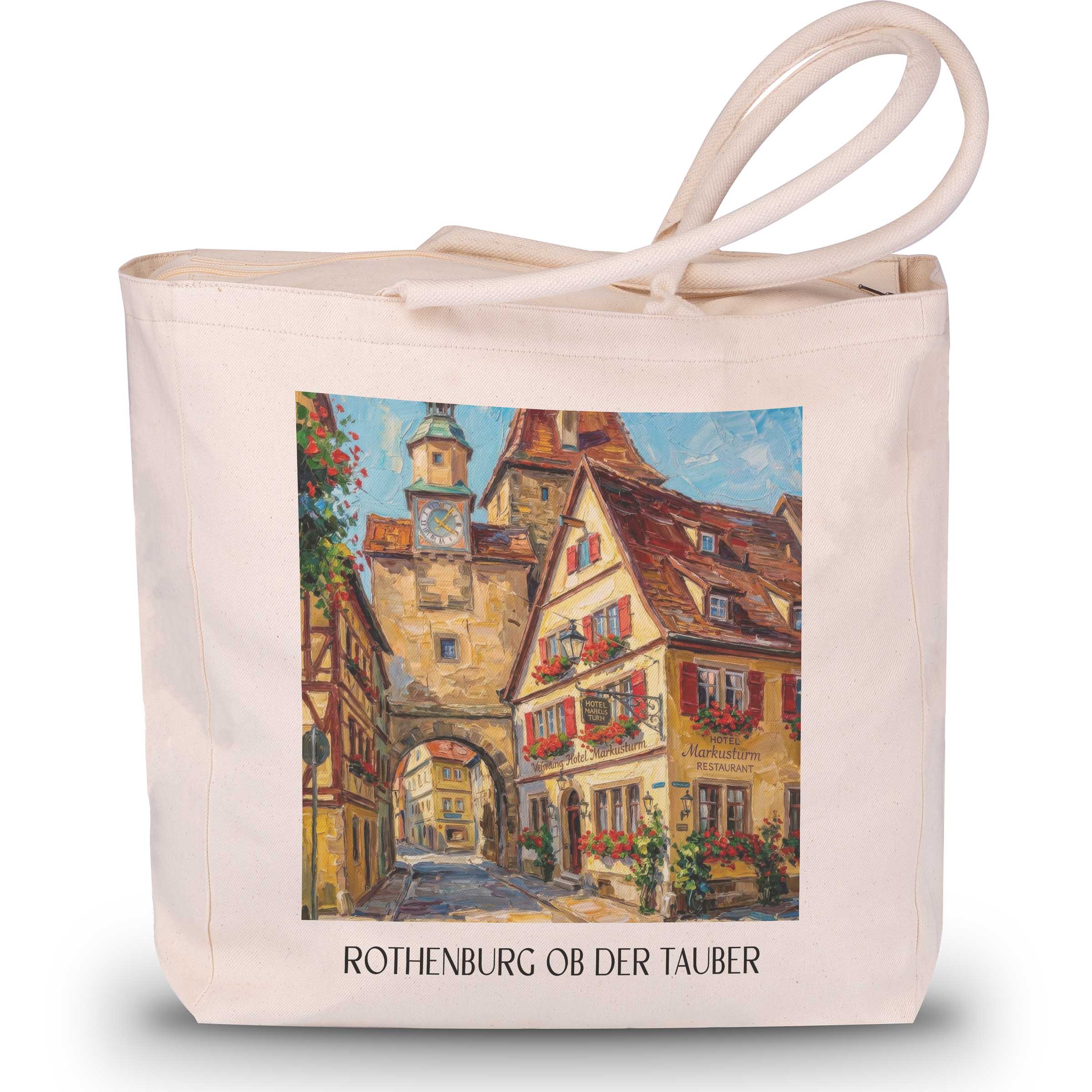 rothenburg-ob-der-tauber-deutschland-einkaufstasche-oil-painting-oelgemaelde