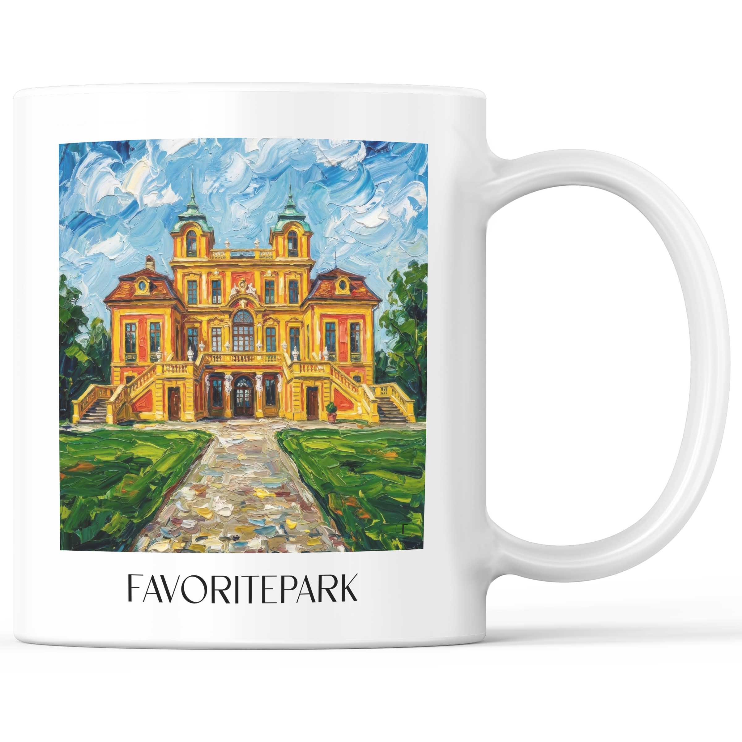 Favoritepark Kaffeebecher - Ludwigsburg - Deutschland Becher - Kaffeetasse im Ölgemälde Stil