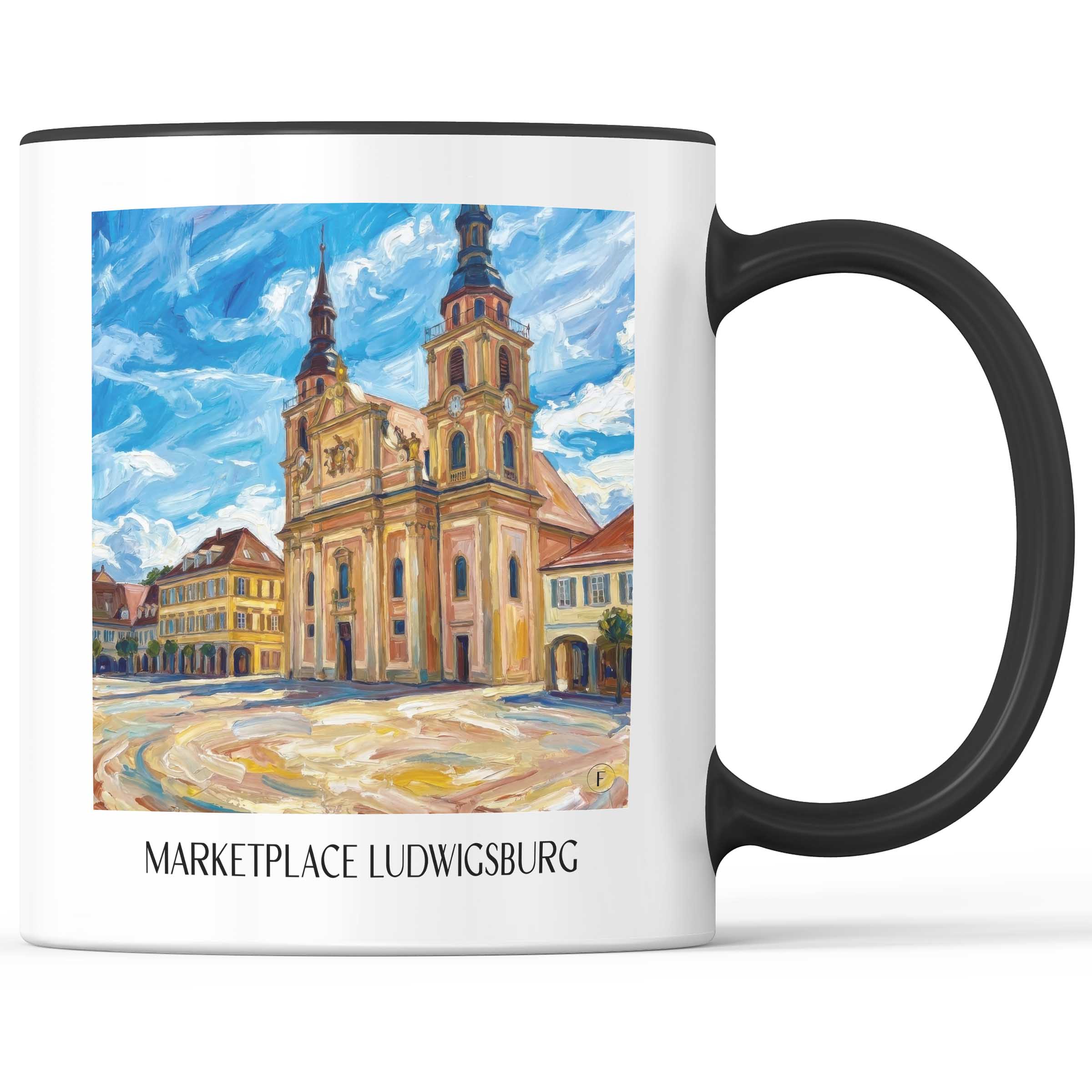 Marktplatz Kaffeebecher - Ludwigsburg - Deutschland Becher - Kaffeetasse im Ölgemälde Stil