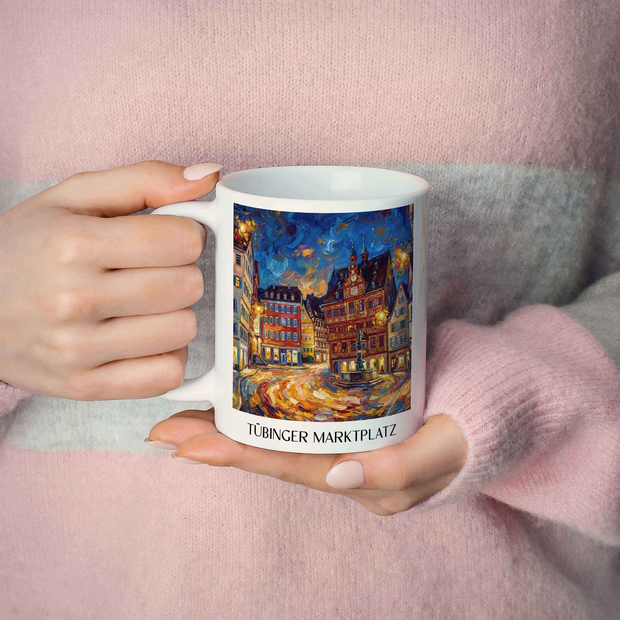 marktplatz-tübingen-deutschland-kaffeebecher-oil-painting-oelgemaelde