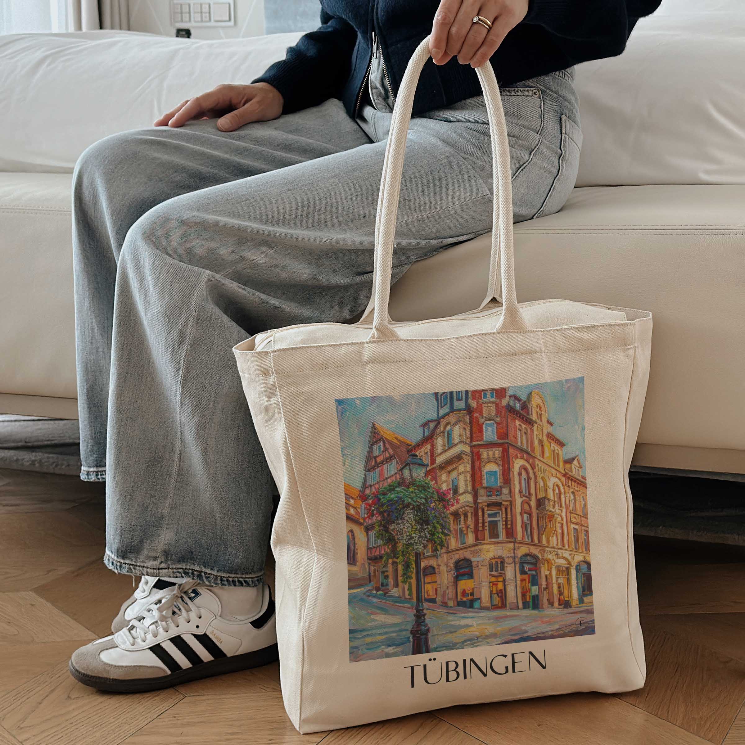 tübingen-deutschland-einkaufstasche-oil-painting-oelgemaelde