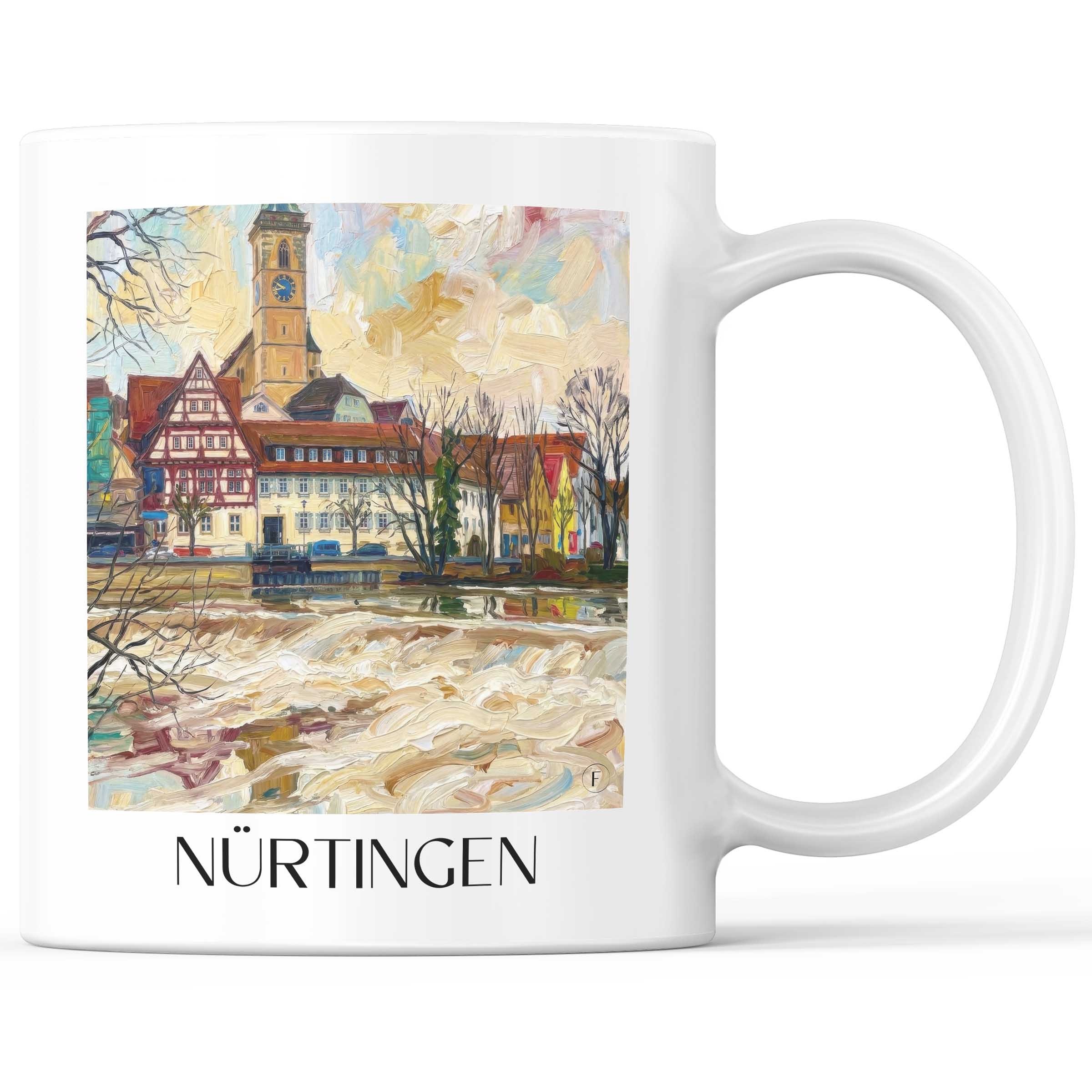 Nürtingen - Deutschland Becher - Kaffeetasse im Ölgemälde Stil