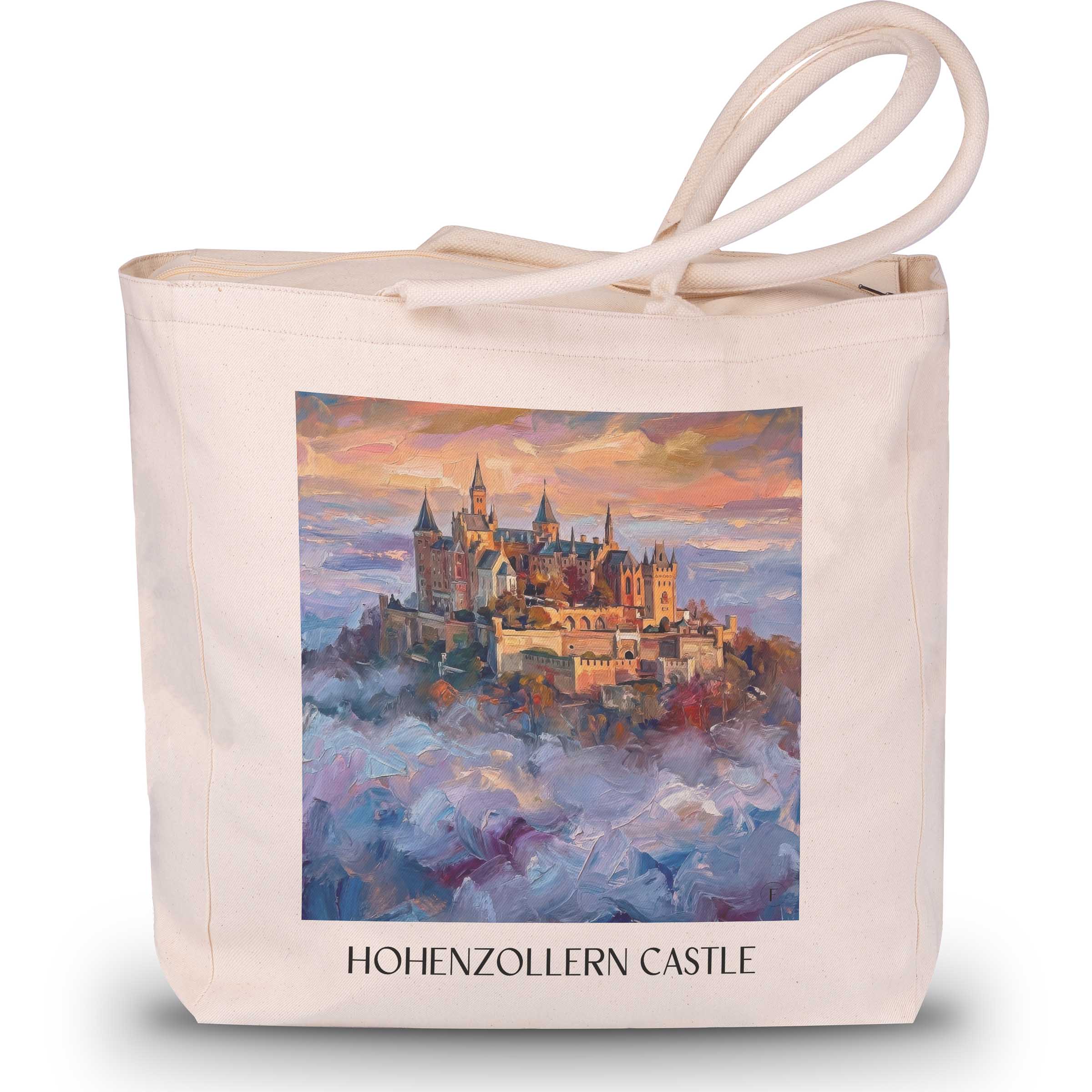 Burg Hohenzollern Shopping Tasche - Schwäbische Alb - Deutschland Tote Bag - Einkaufstasche im Ölgemälde Stil