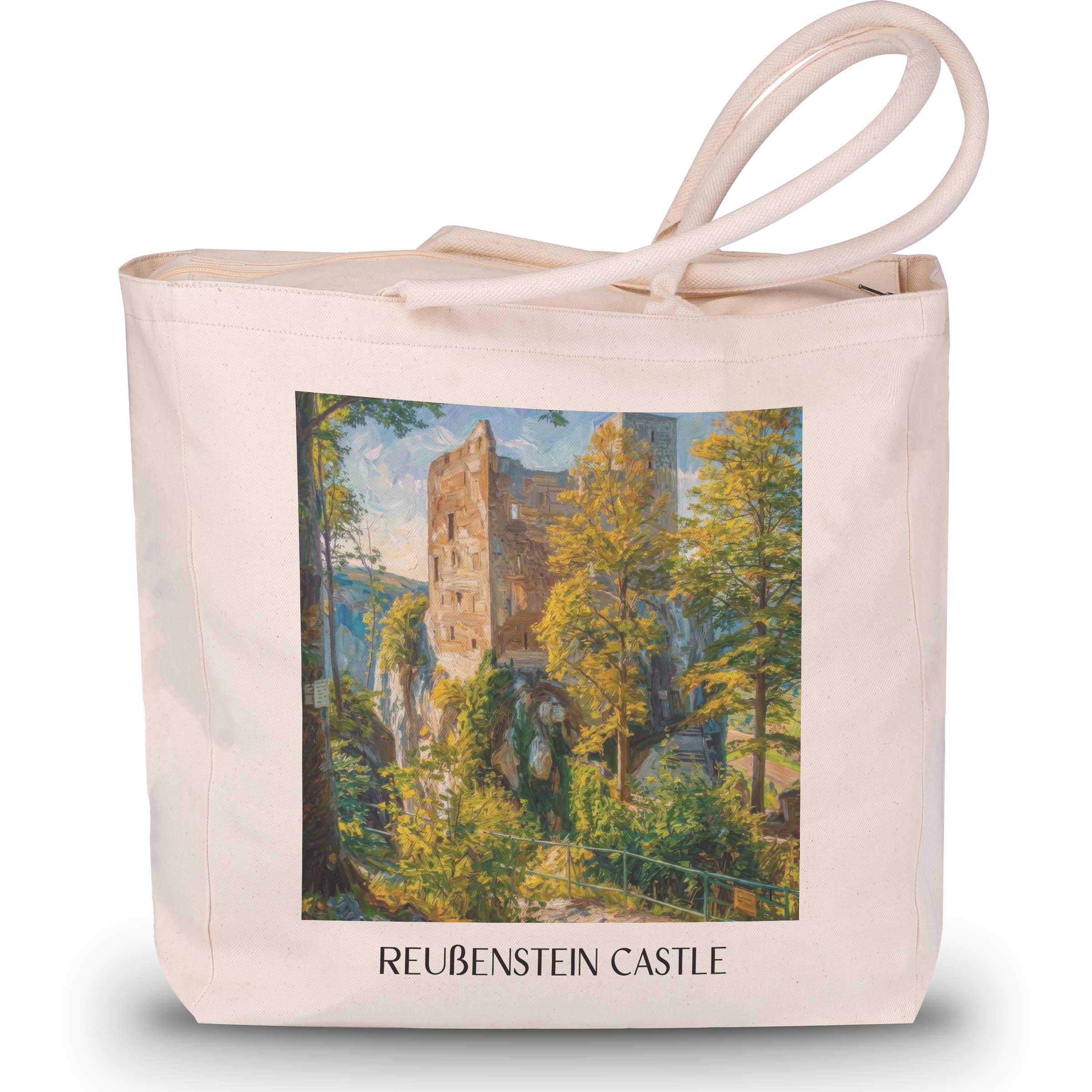 Burg Reußenstein Shopping Tasche - Schwäbische Alb - Deutschland Tote Bag - Einkaufstasche im Ölgemälde Stil