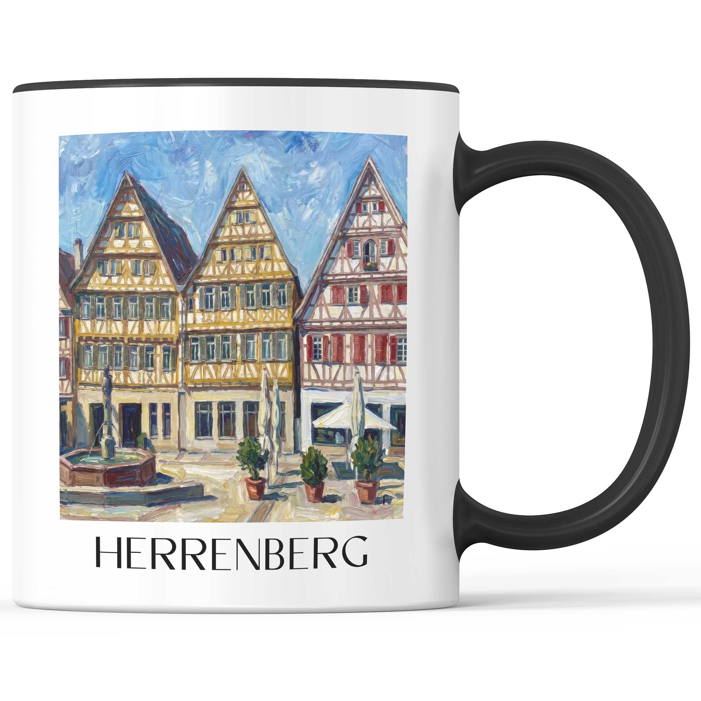Herrenberg - Deutschland Becher - Kaffeetasse im Ölgemälde Stil
