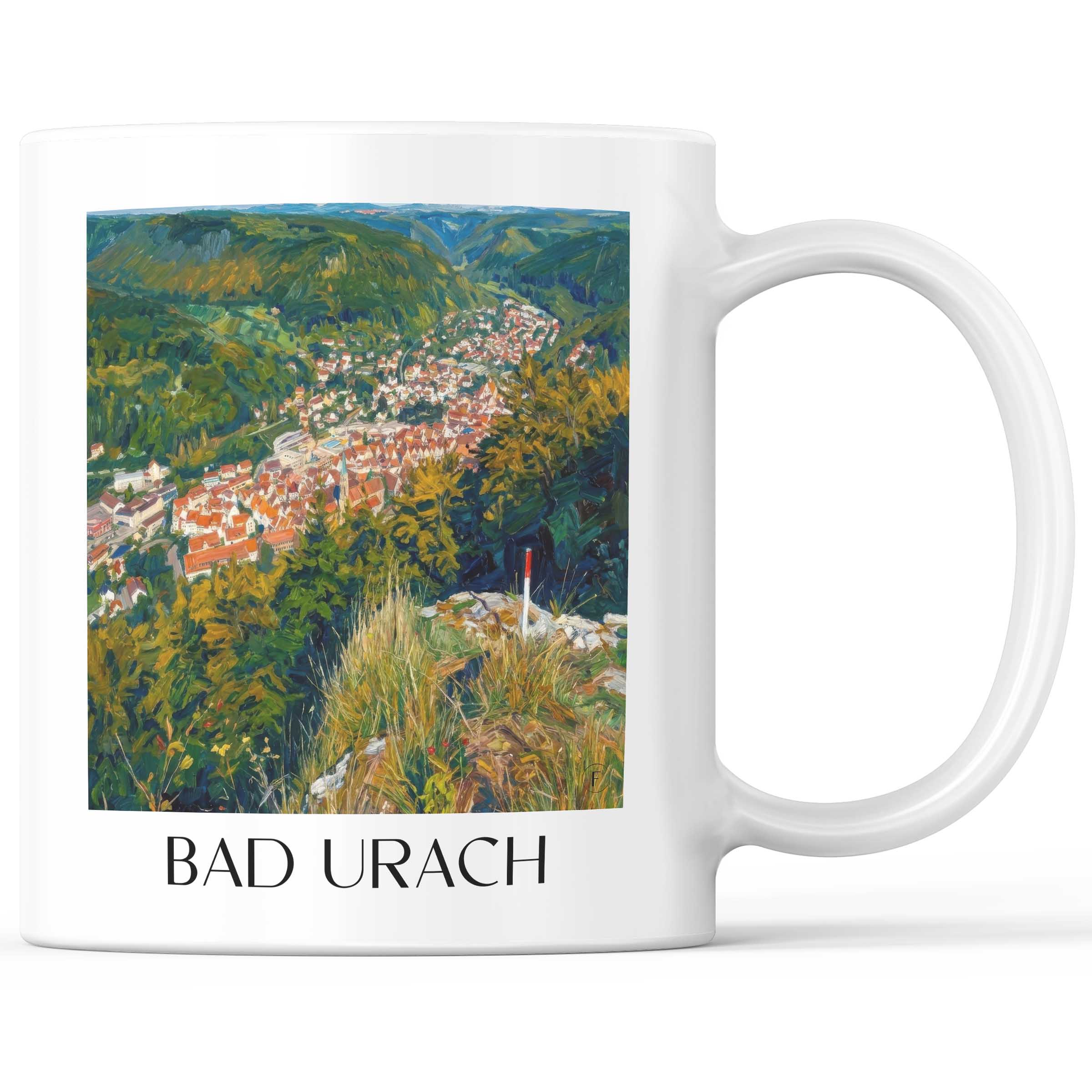 Bad Urach - Deutschland Becher - Kaffeetasse im Ölgemälde Stil