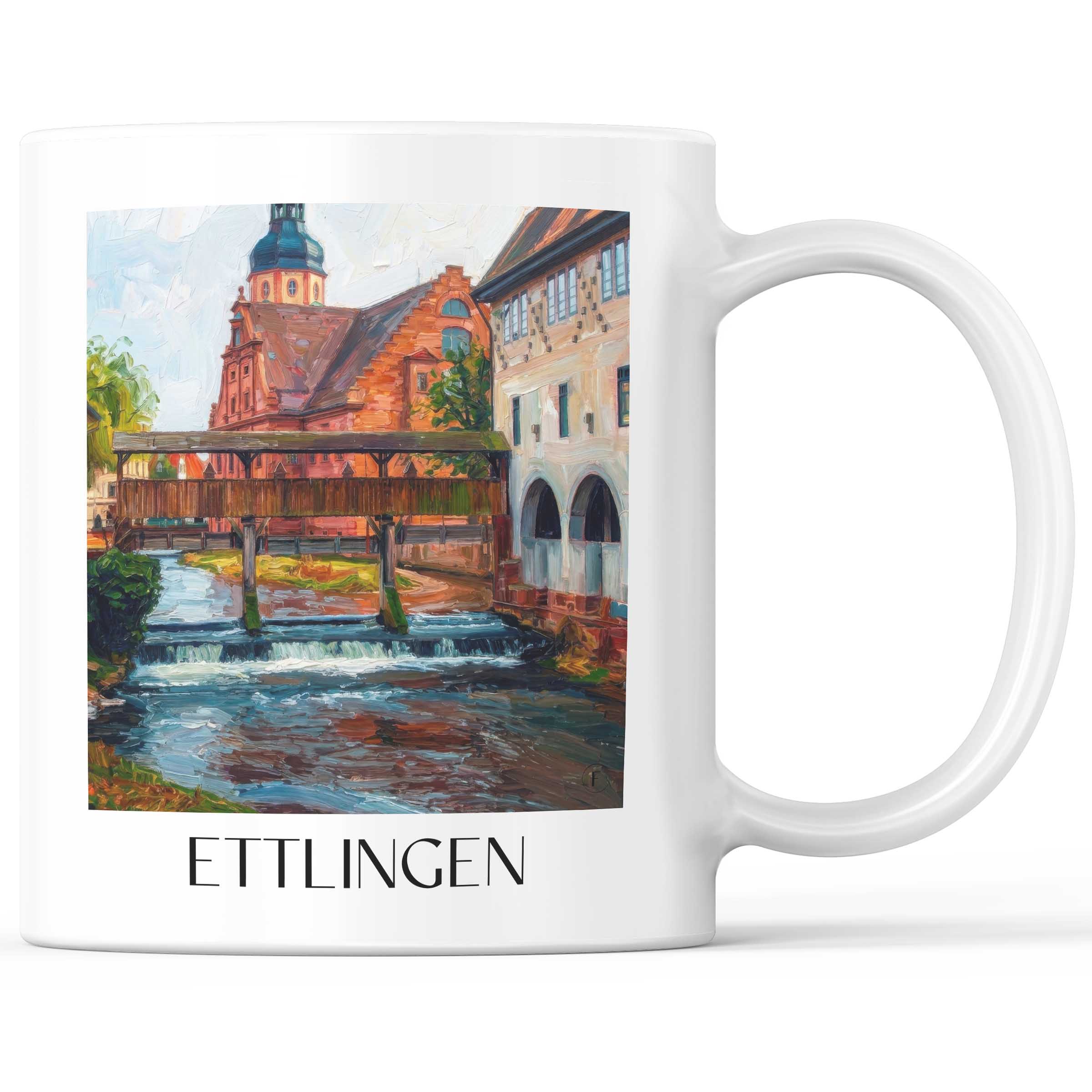 Ettlingen - Deutschland Becher - Kaffeetasse im Ölgemälde Stil