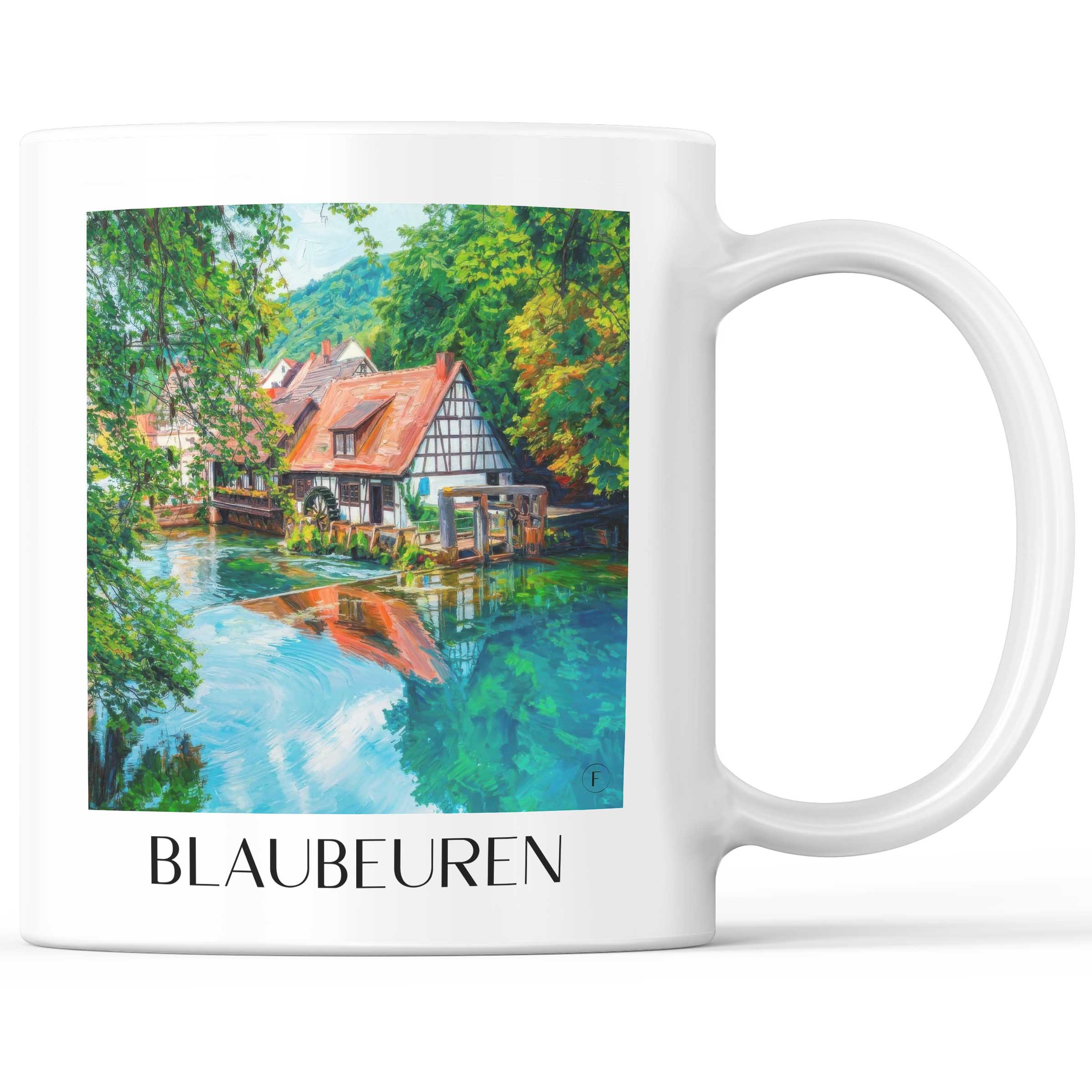 Blaubeuren - Deutschland Becher - Kaffeetasse im Ölgemälde Stil