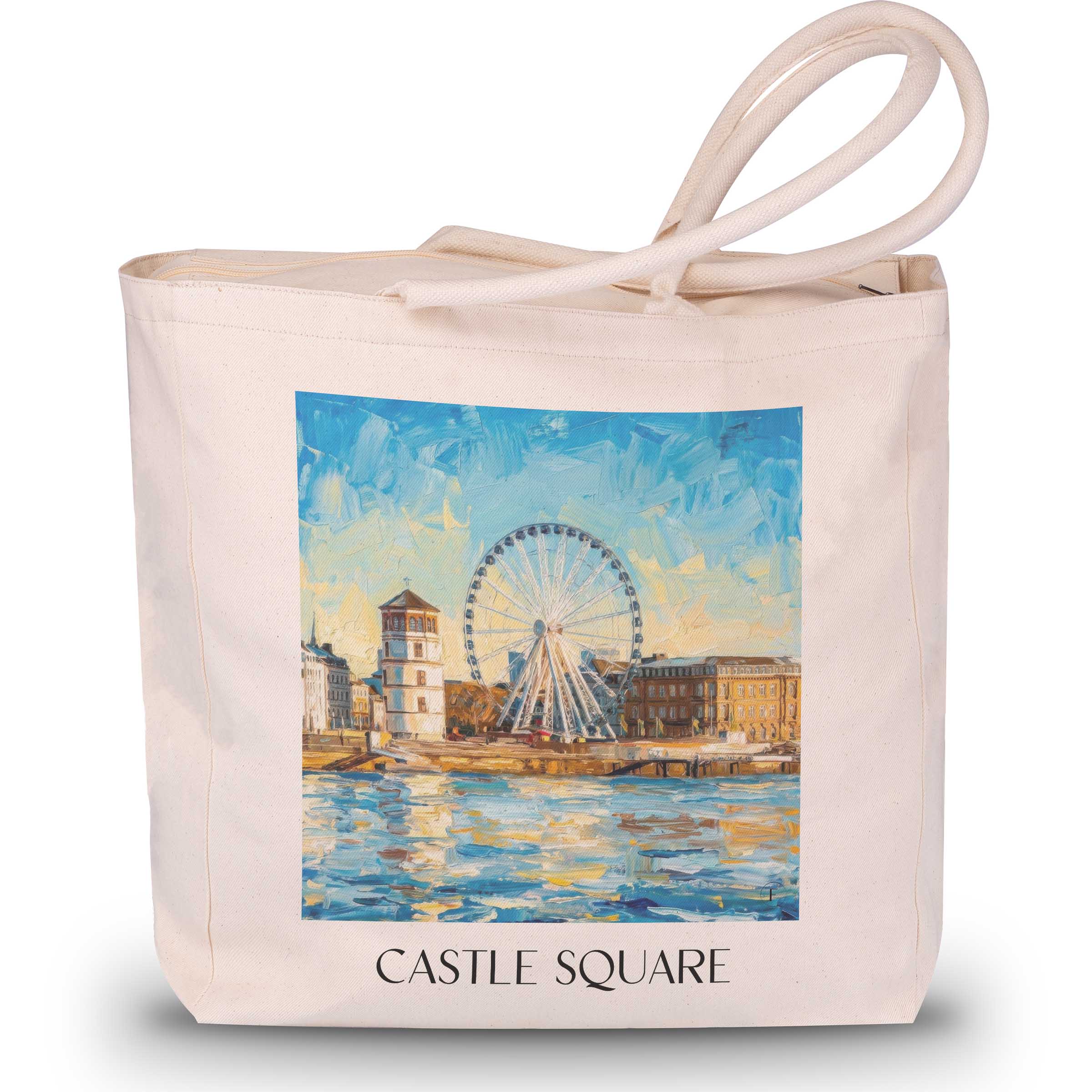 Burgplatz Shopping Tasche - Düsseldorf - Deutschland Tote Bag - Einkaufstasche im Ölgemälde Stil