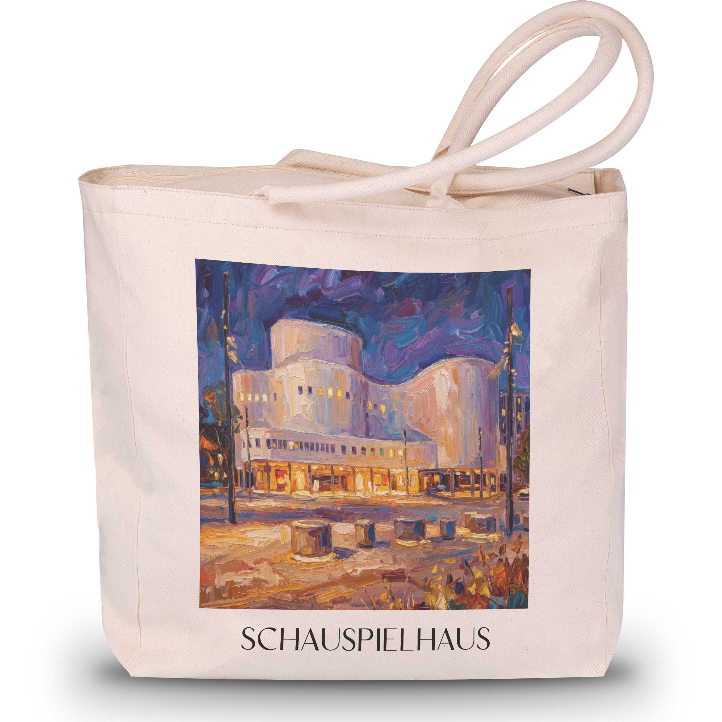 schauspielhaus-düsseldorf-deutschland-einkaufstasche-oil-painting-oelgemaelde