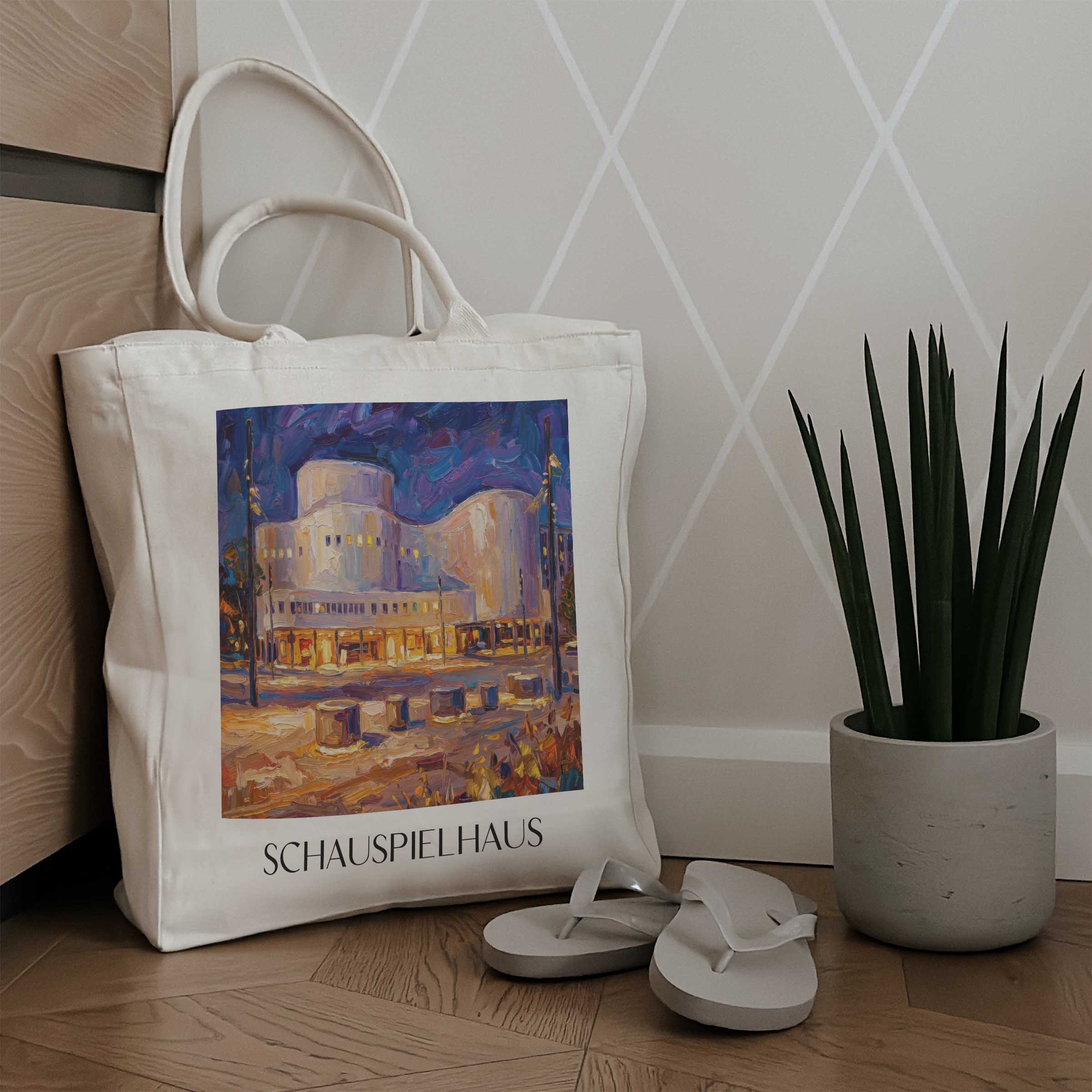 schauspielhaus-düsseldorf-deutschland-einkaufstasche-oil-painting-oelgemaelde