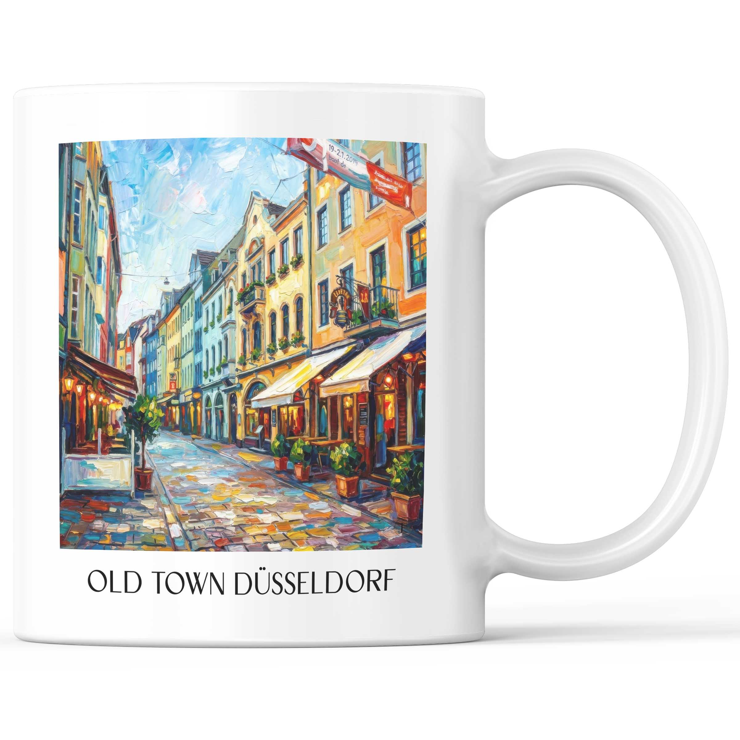 Altstadt Kaffeebecher - Düsseldorf - Deutschland Becher - Kaffeetasse im Ölgemälde Stil