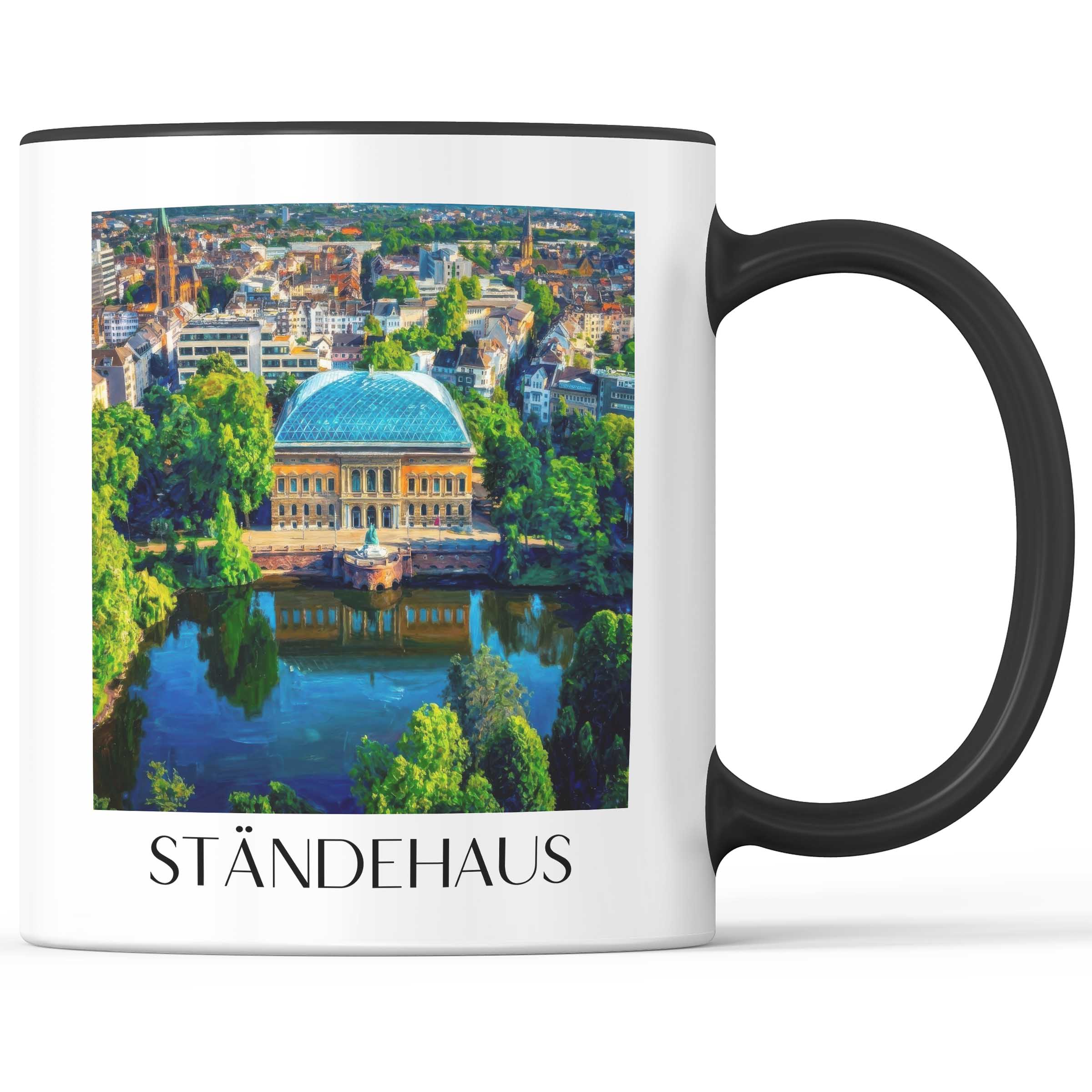 ständehaus-düsseldorf-deutschland-kaffeebecher-oil-painting-oelgemaelde