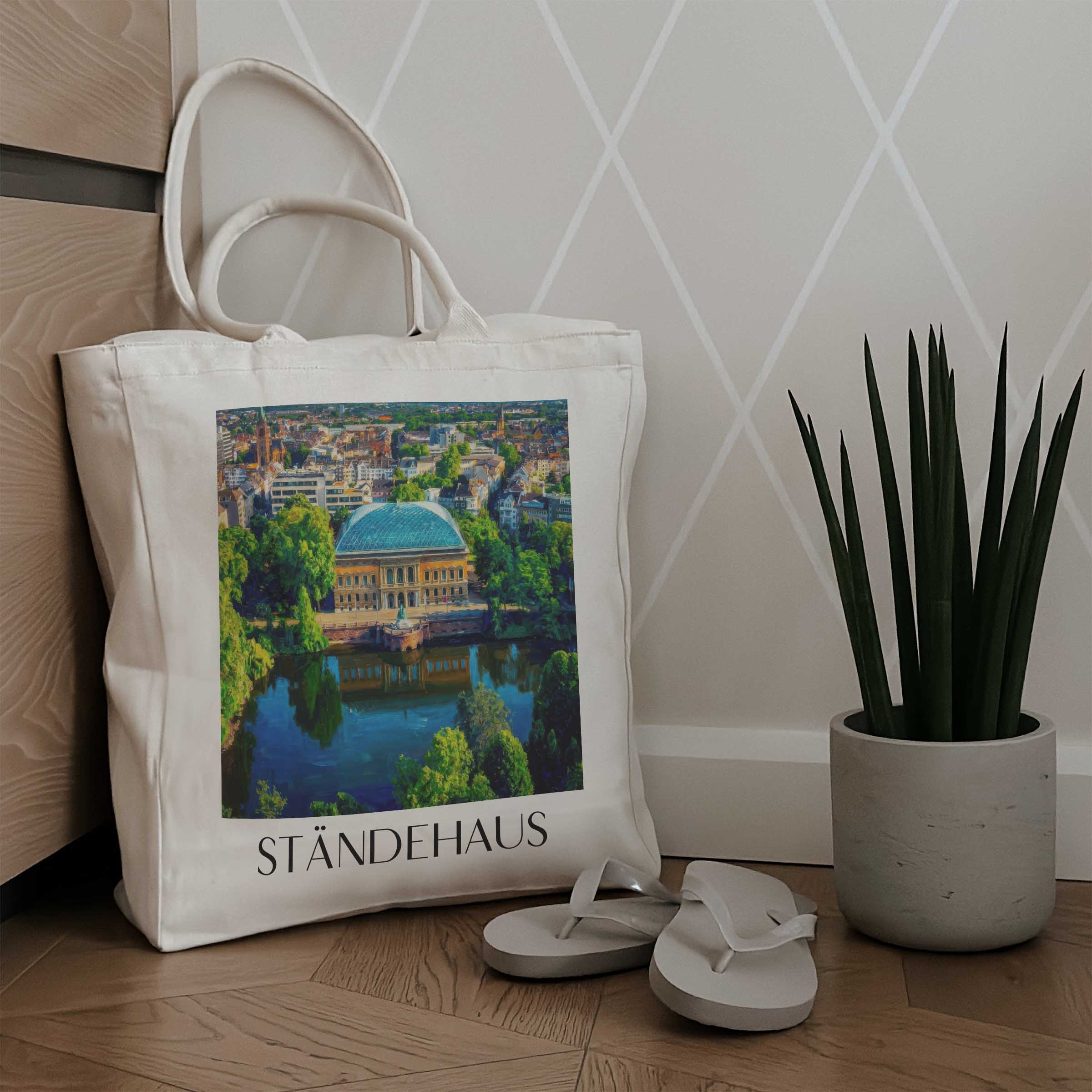 ständehaus-düsseldorf-deutschland-einkaufstasche-oil-painting-oelgemaelde