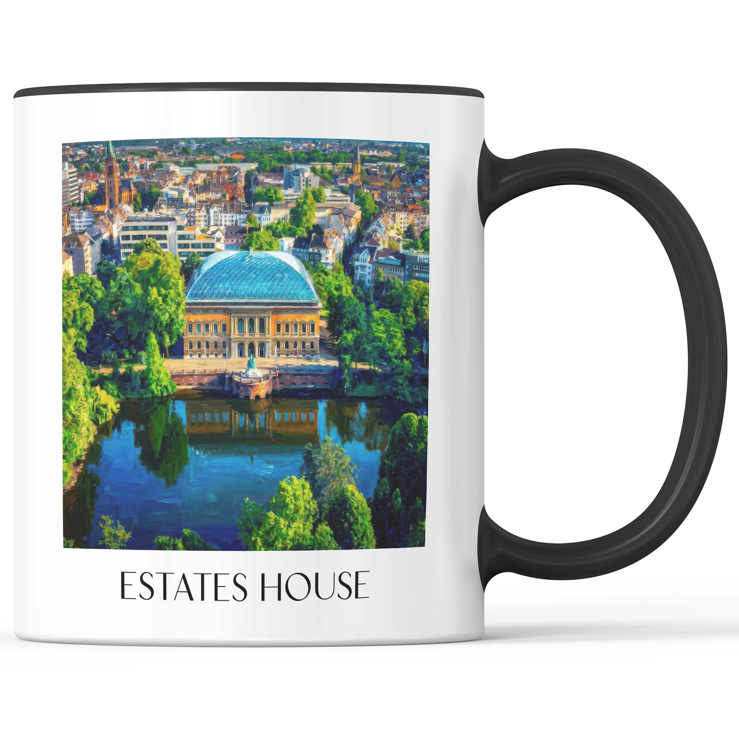 Ständehaus Kaffeebecher - Düsseldorf - Deutschland Becher - Kaffeetasse im Ölgemälde Stil