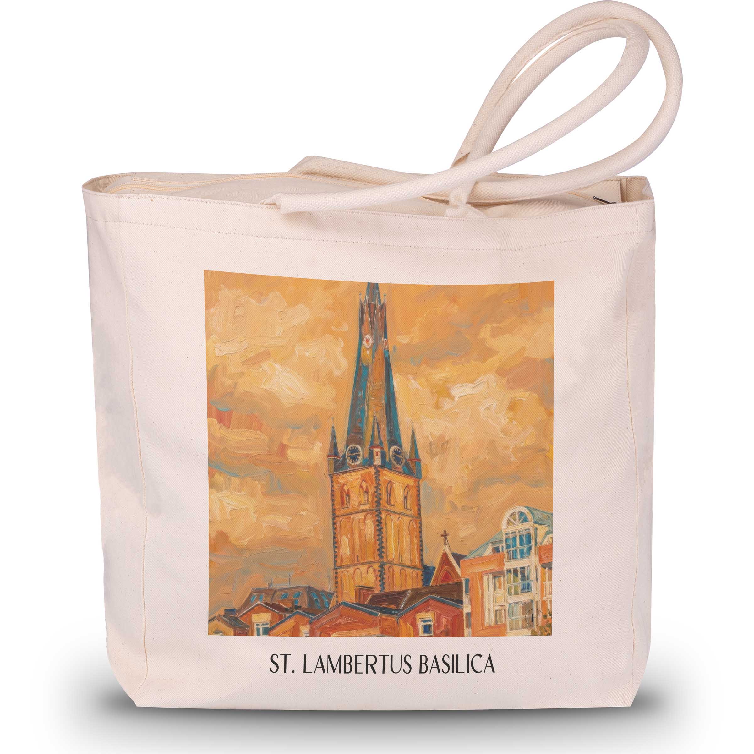 Basilika St. Lambertus Shopping Tasche - Düsseldorf - Deutschland Tote Bag - Einkaufstasche im Ölgemälde Stil