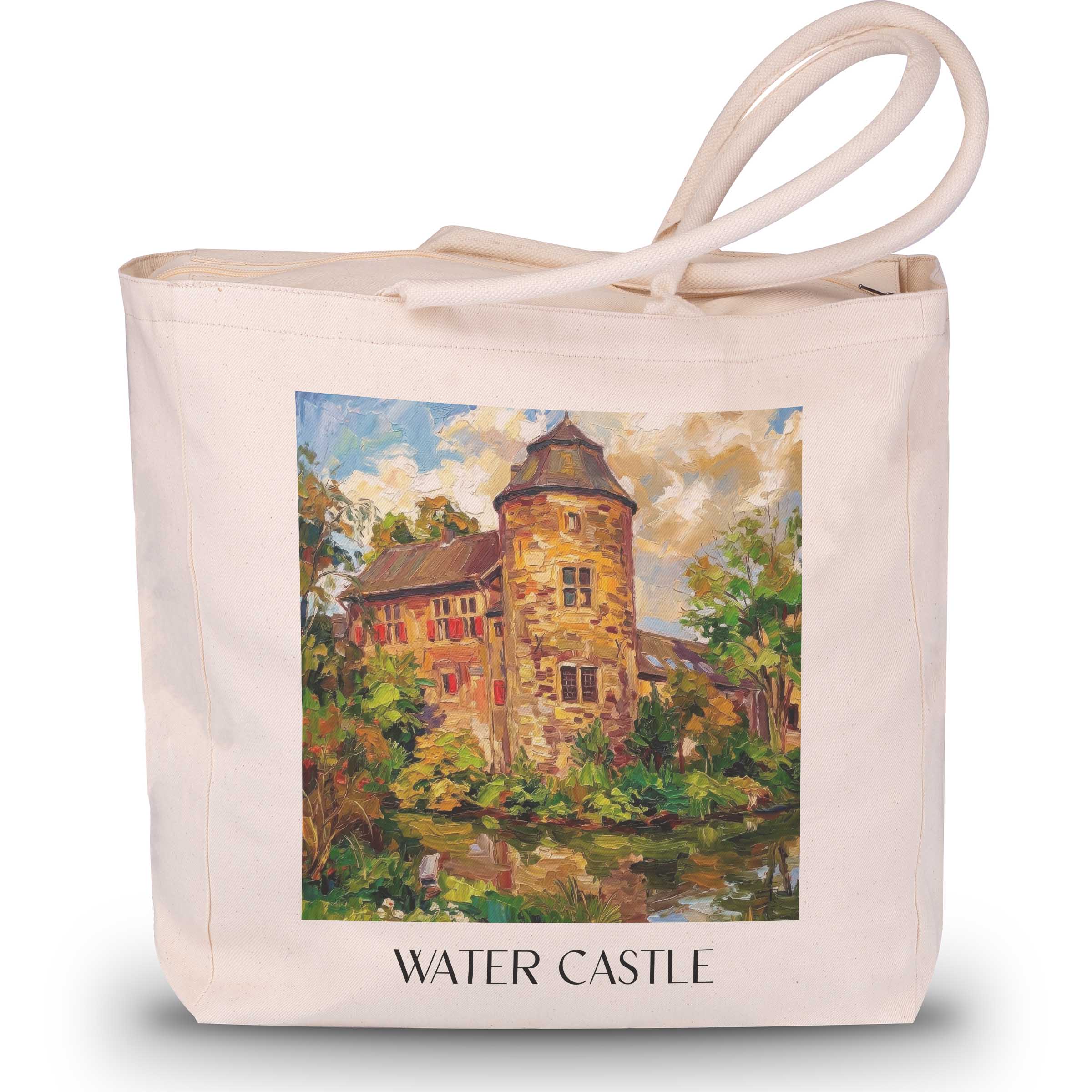 Wasserburg Shopping Tasche - Ratingen - Deutschland Tote Bag - Einkaufstasche im Ölgemälde Stil