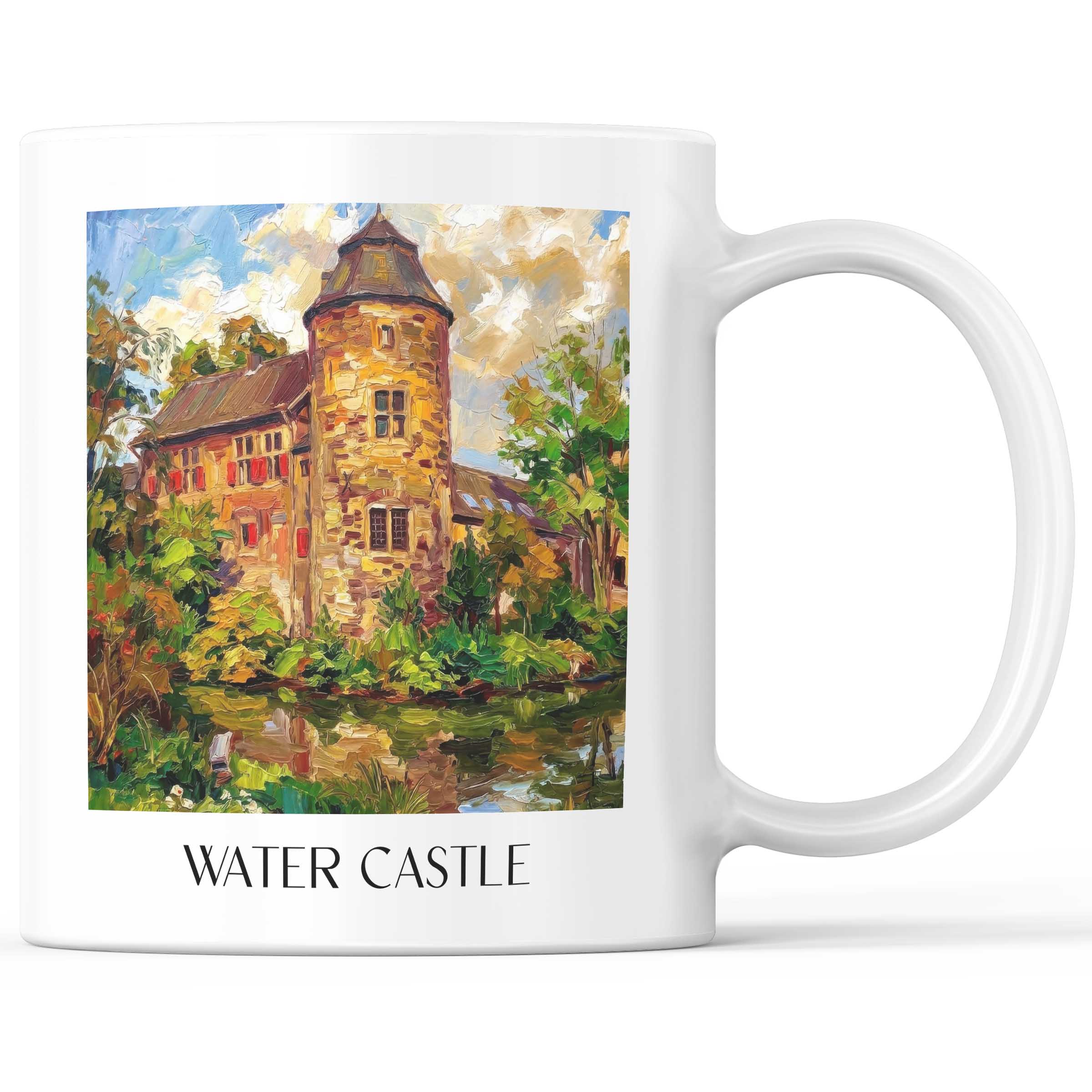 Wasserburg Kaffeebecher - Ratingen - Deutschland Becher - Kaffeetasse im Ölgemälde Stil