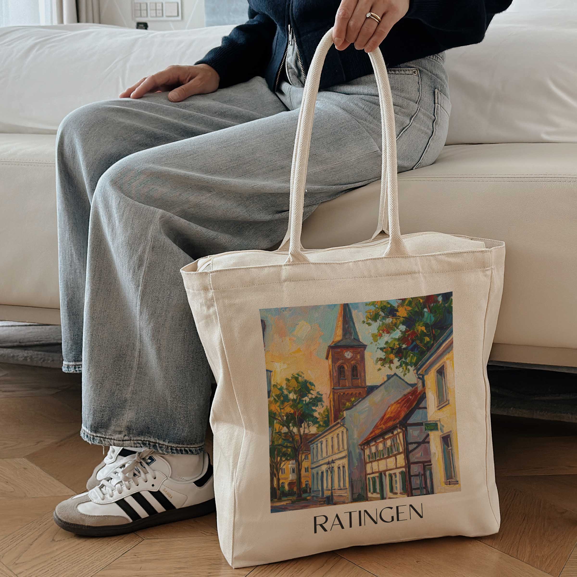 ratingen-deutschland-einkaufstasche-oil-painting-oelgemaelde