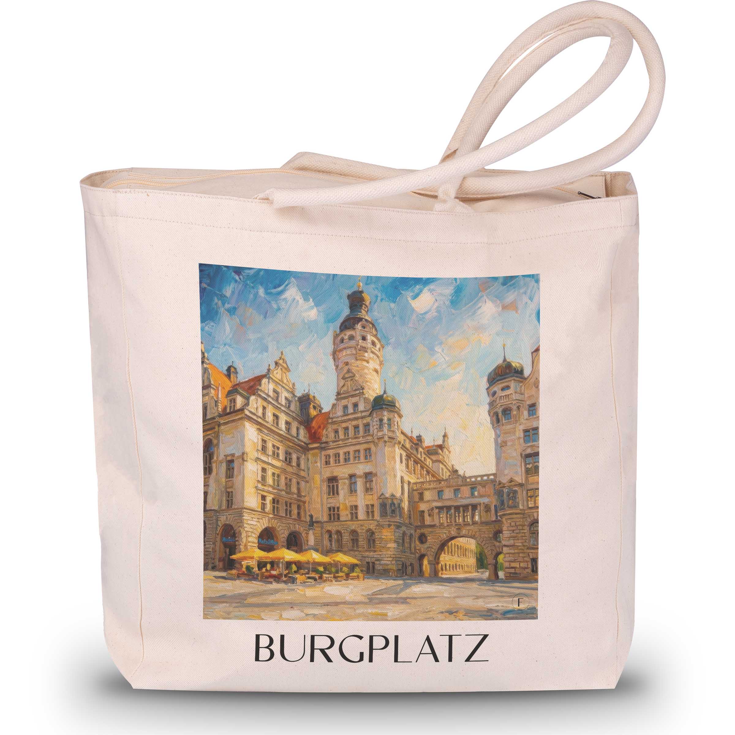burgplatz-leipzig-deutschland-einkaufstasche-oil-painting-oelgemaelde