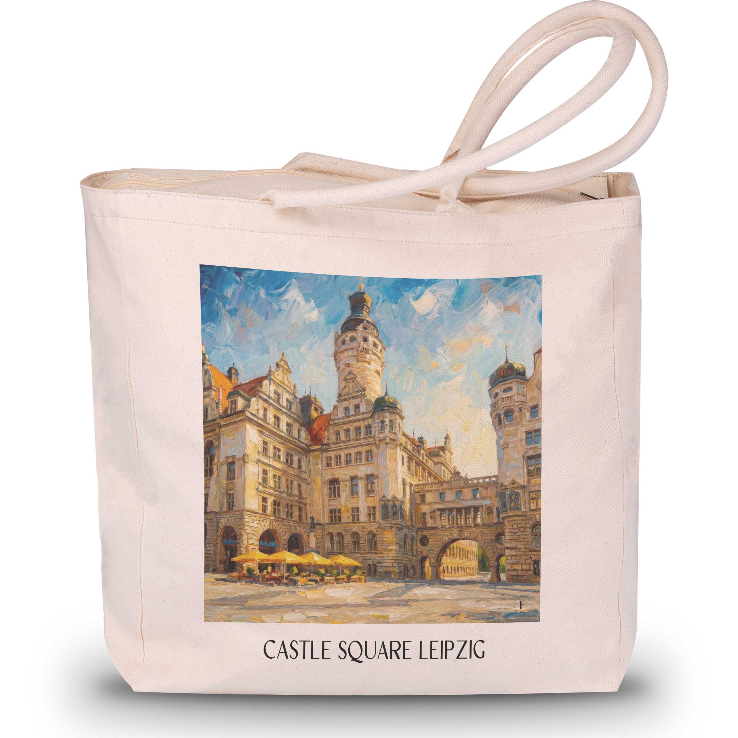 Burgplatz Shopping Tasche - Leipzig - Deutschland Tote Bag - Einkaufstasche im ĂlgemĂ€lde Stil