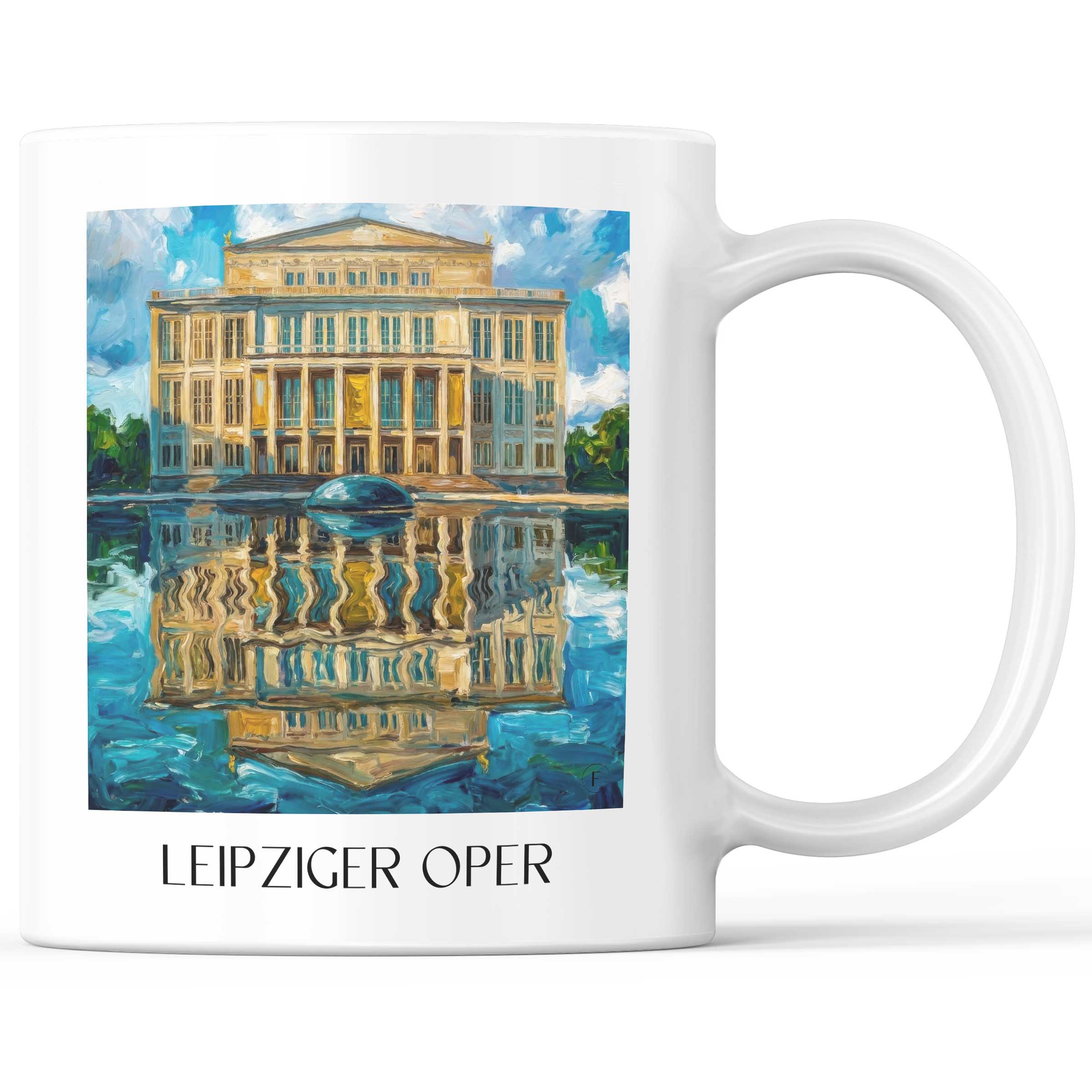 Oper Kaffeebecher - Leipzig - Deutschland Becher - Kaffeetasse im Ölgemälde Stil