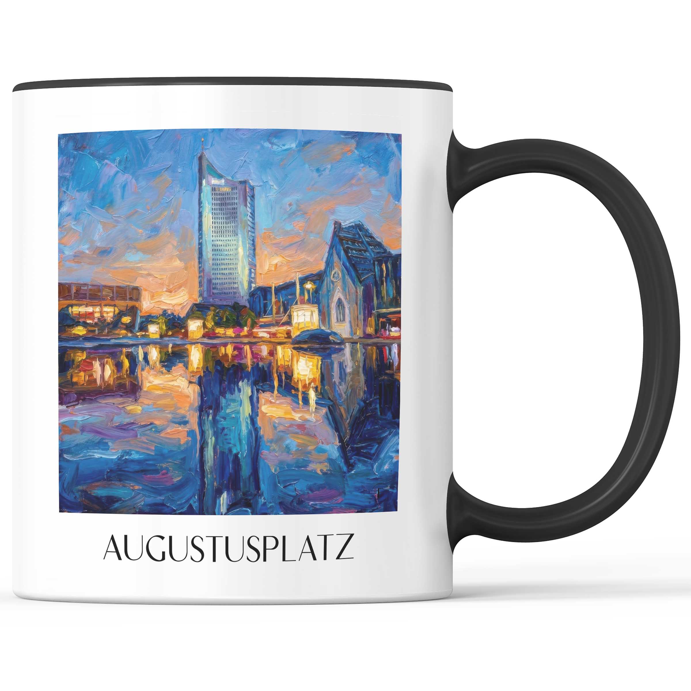 Augustusplatz Kaffeebecher - Leipzig - Deutschland Becher - Kaffeetasse im Ölgemälde Stil